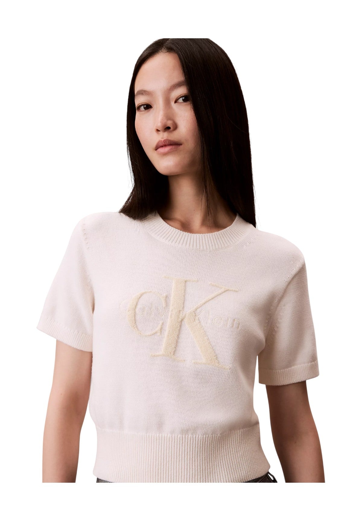 Maglia Chunky Cotton Graphi LV044E306G White Greige