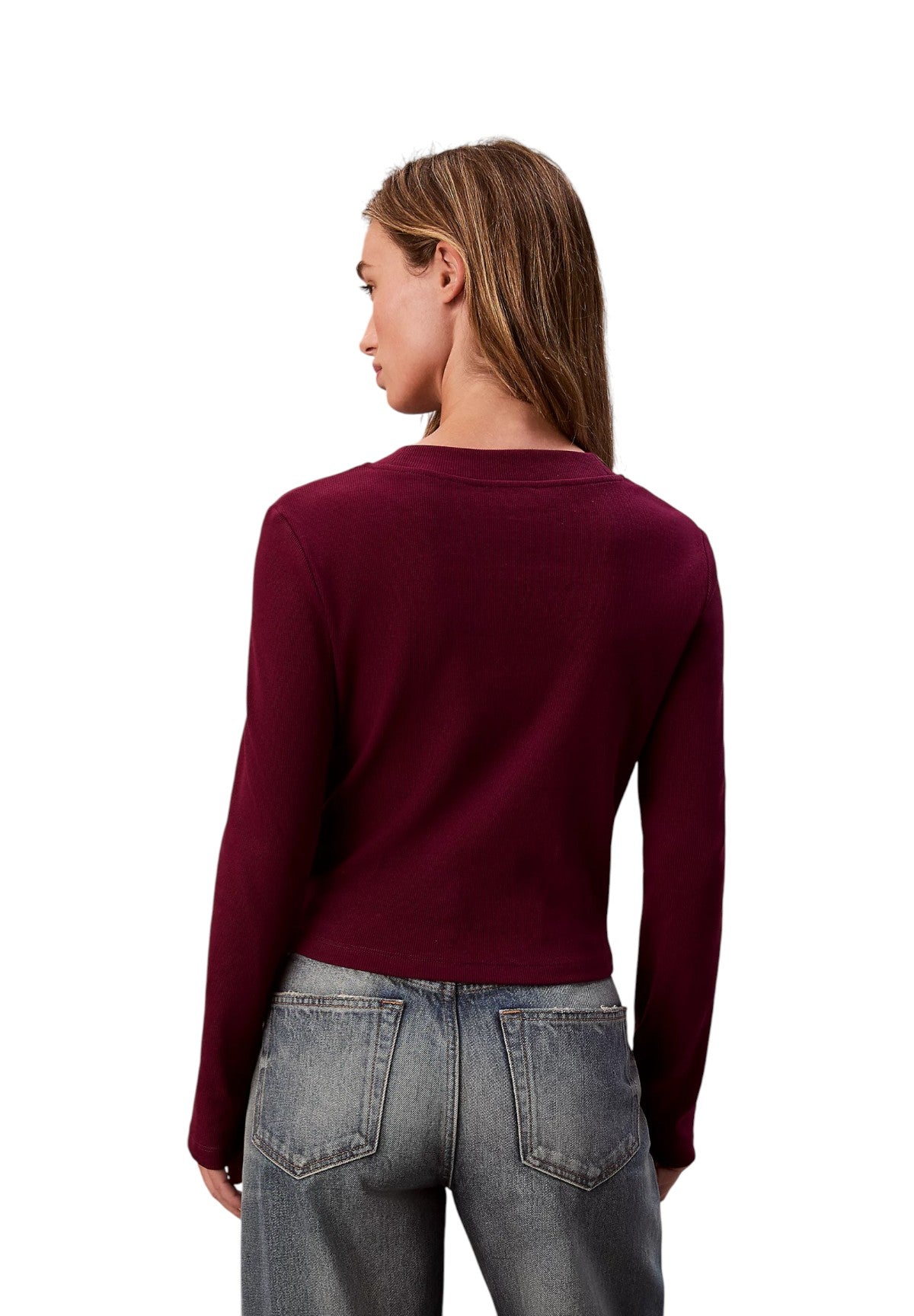 T-shirt a Maniche Lunghe Ls Monologo Baby Tee LV047A803G Berry Glaze