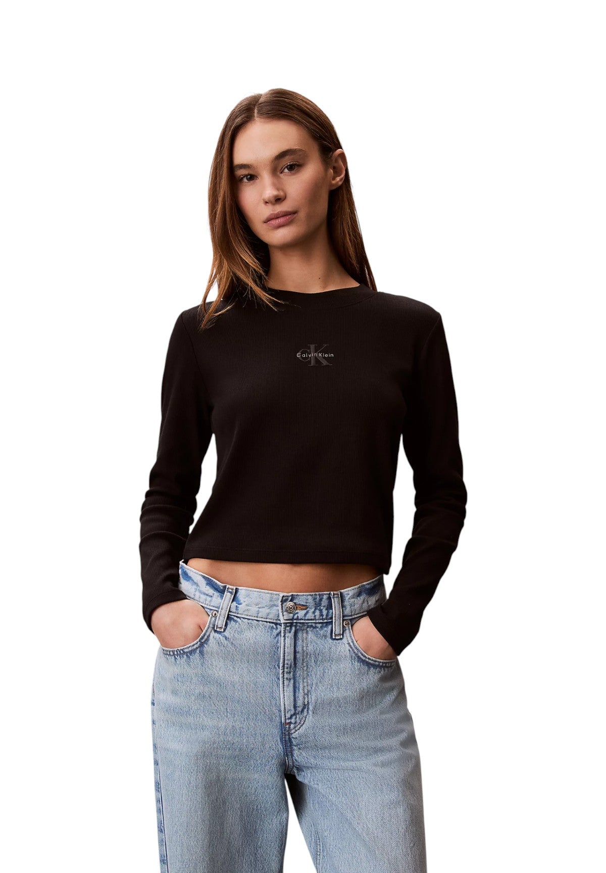 T-shirt a Maniche Lunghe Ls Monologo Baby Tee LV047A803G Black