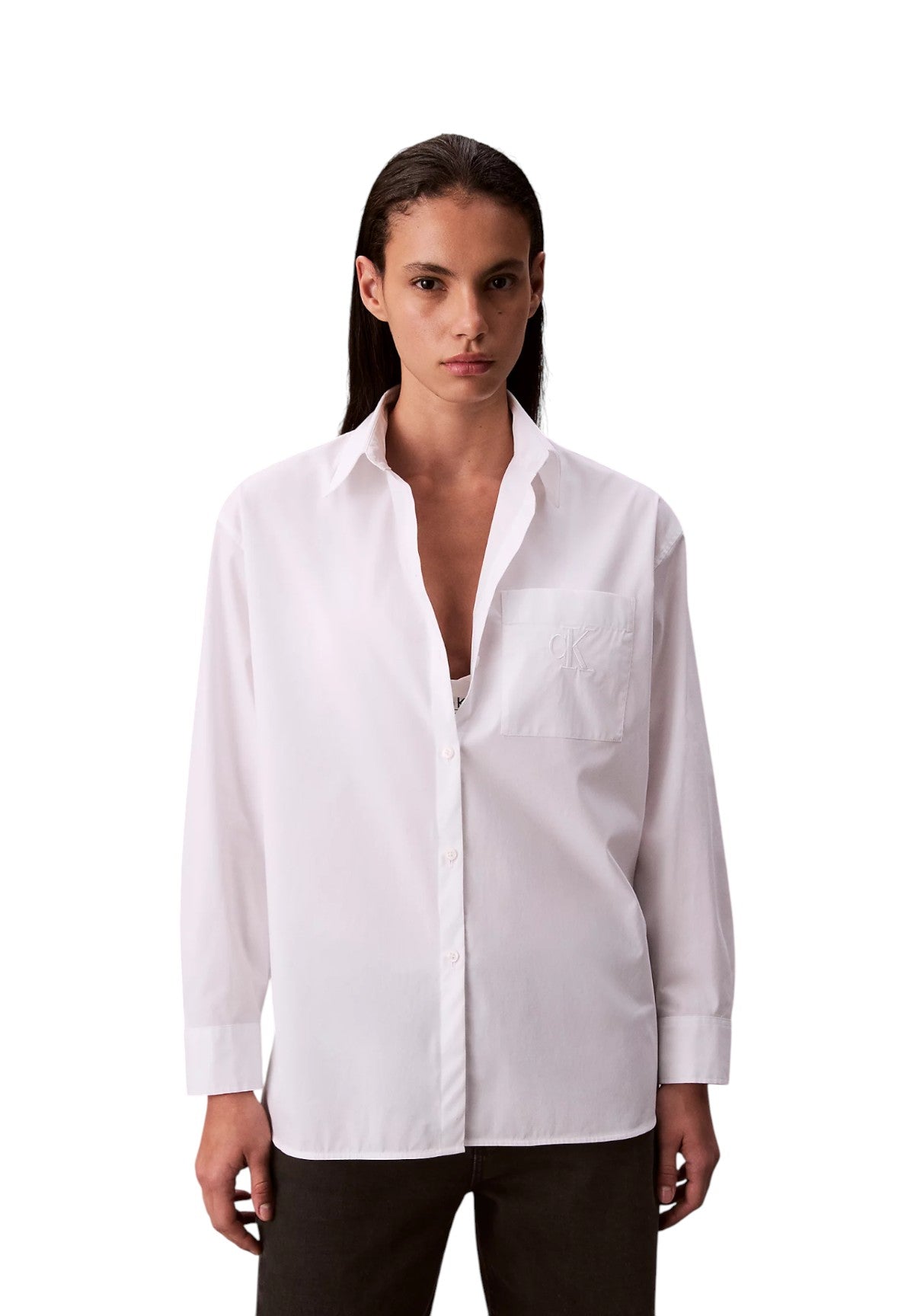 Camicia a Maniche Lunghe Poplin Relaxed Shirt LV047C143G Brilliant White