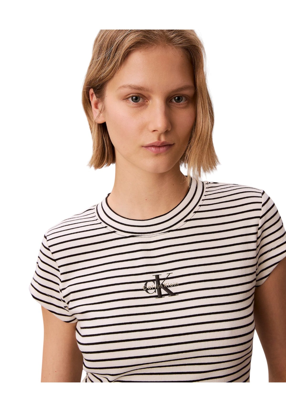 T-shirt a Maniche Corte Striped Monologo Bab LV047F833G Csw25S K004 3 Black