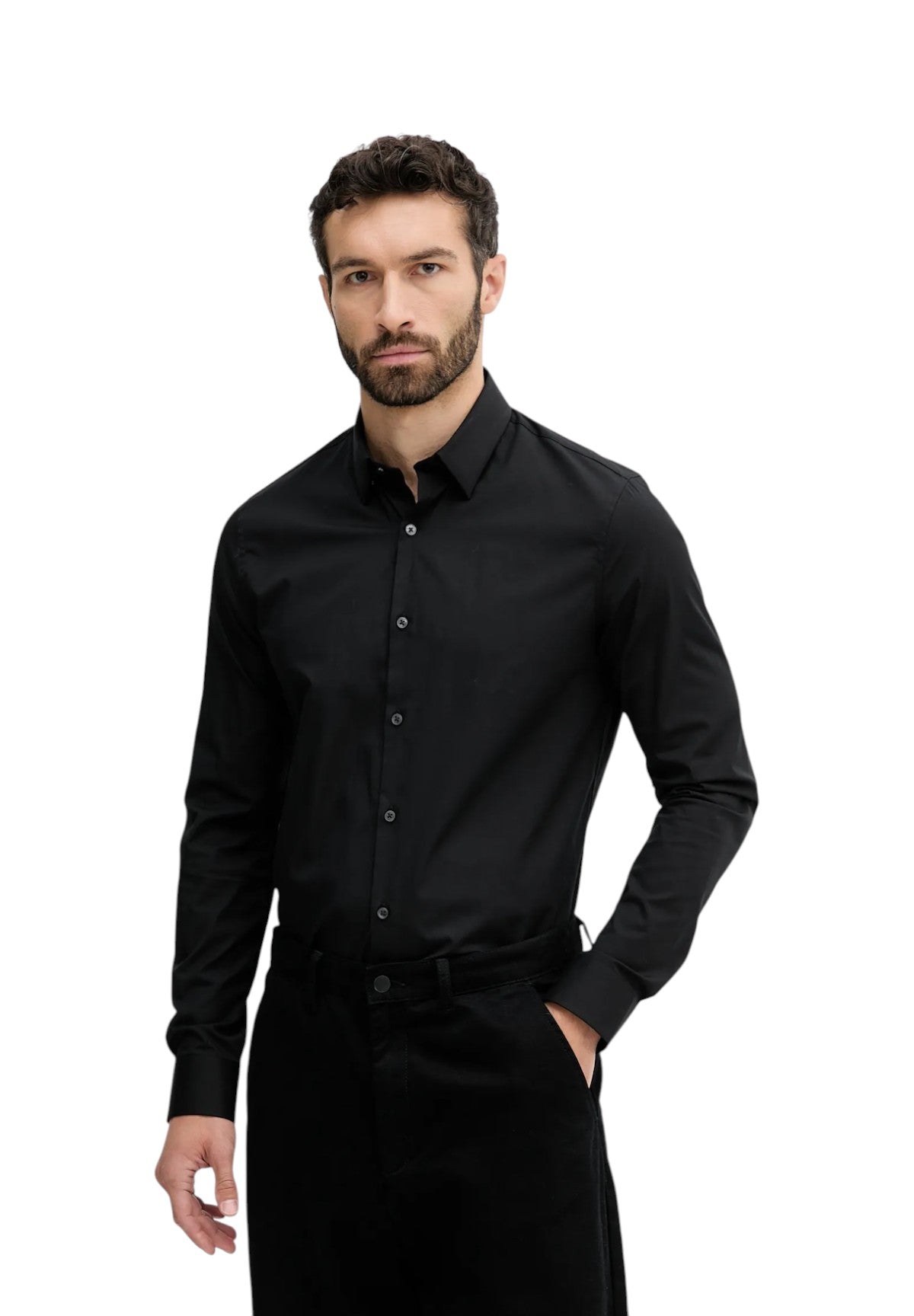 Camicia a Maniche Lunghe Xslim Esntl Poplin S LV019EU030 Black