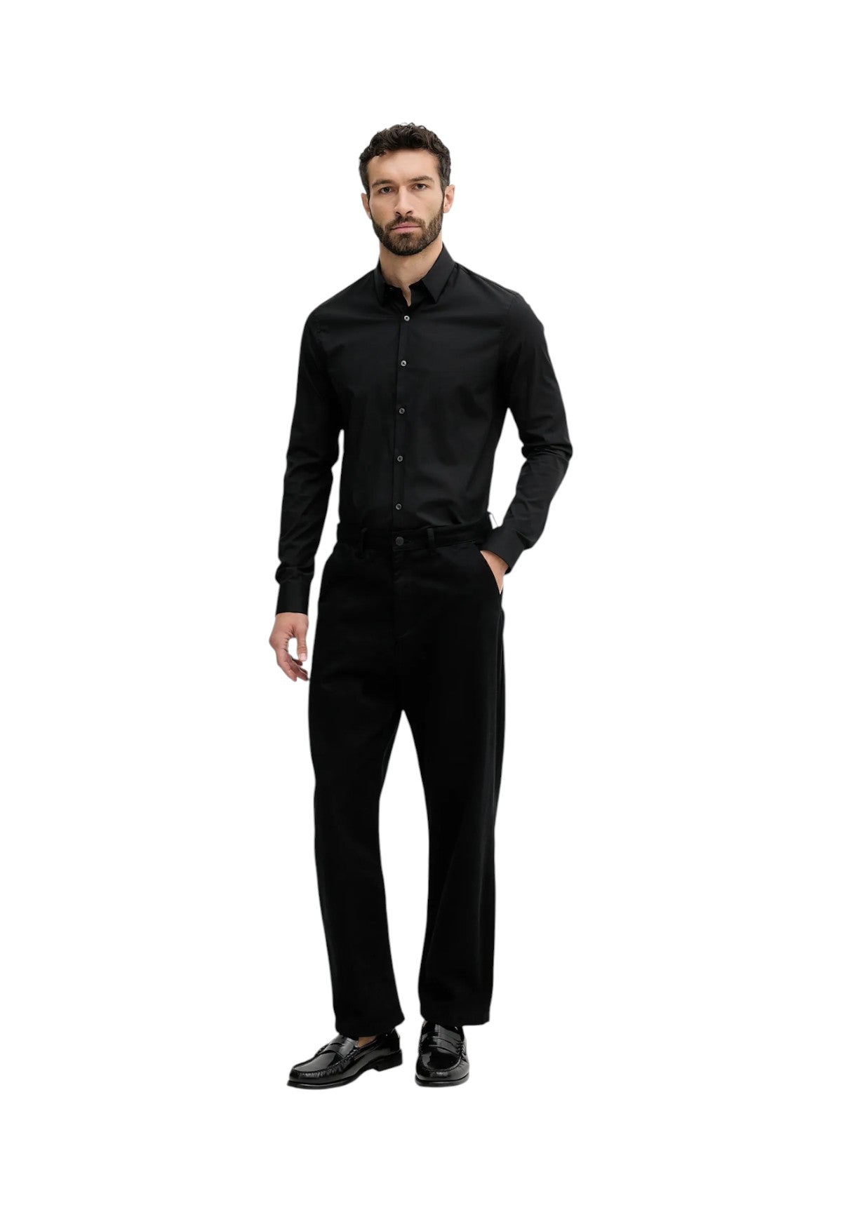 Camicia a Maniche Lunghe Xslim Esntl Poplin S LV019EU030 Black