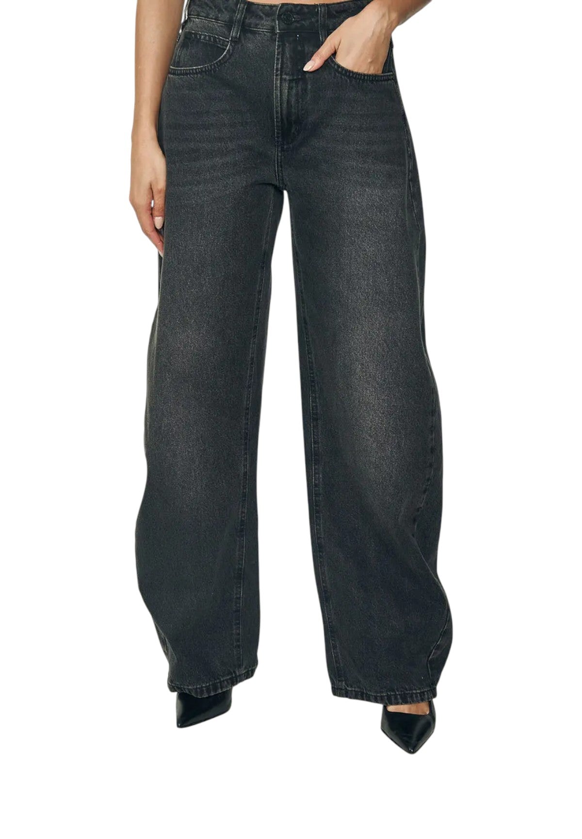 Jeans jeans black vita alta barril 21100364 Denim Nero