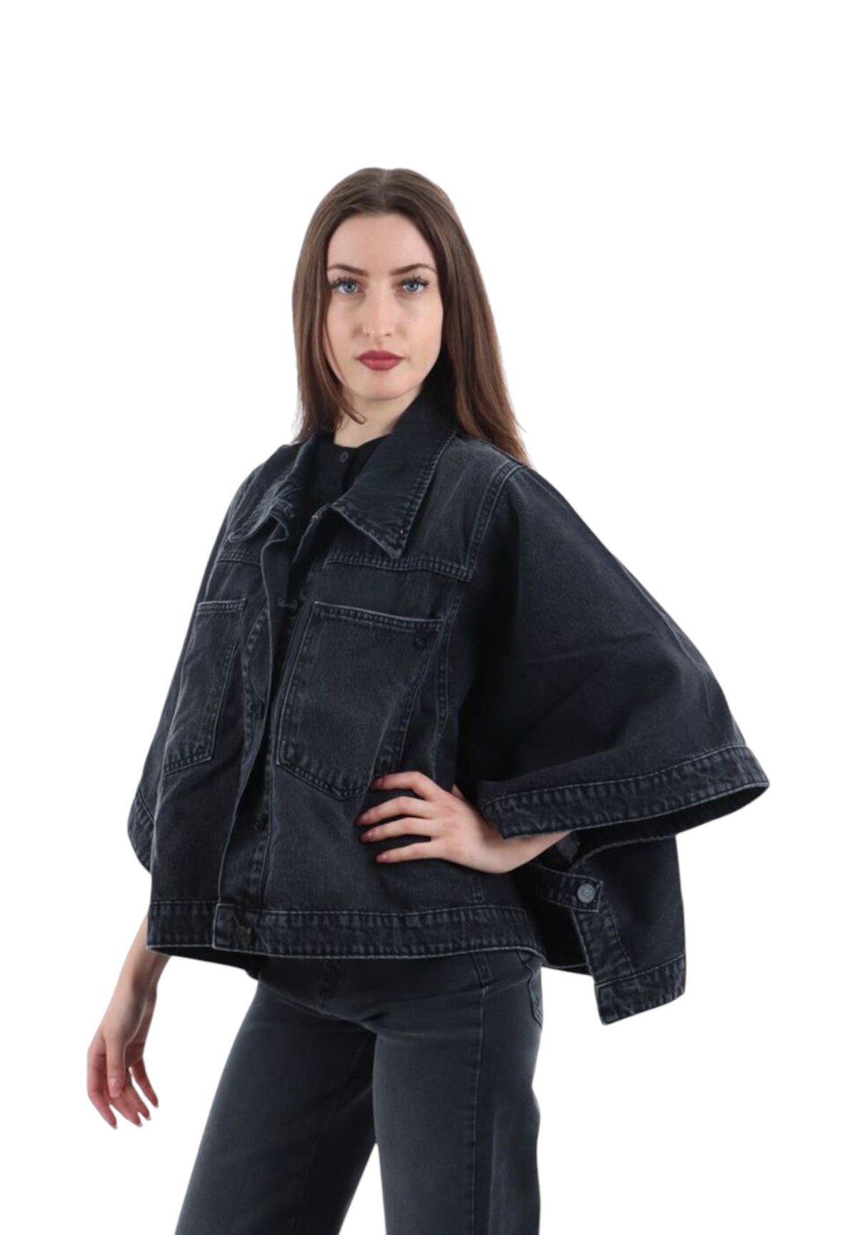 Giacca cappa jeans black jaquette 321100071 Denim Nero
