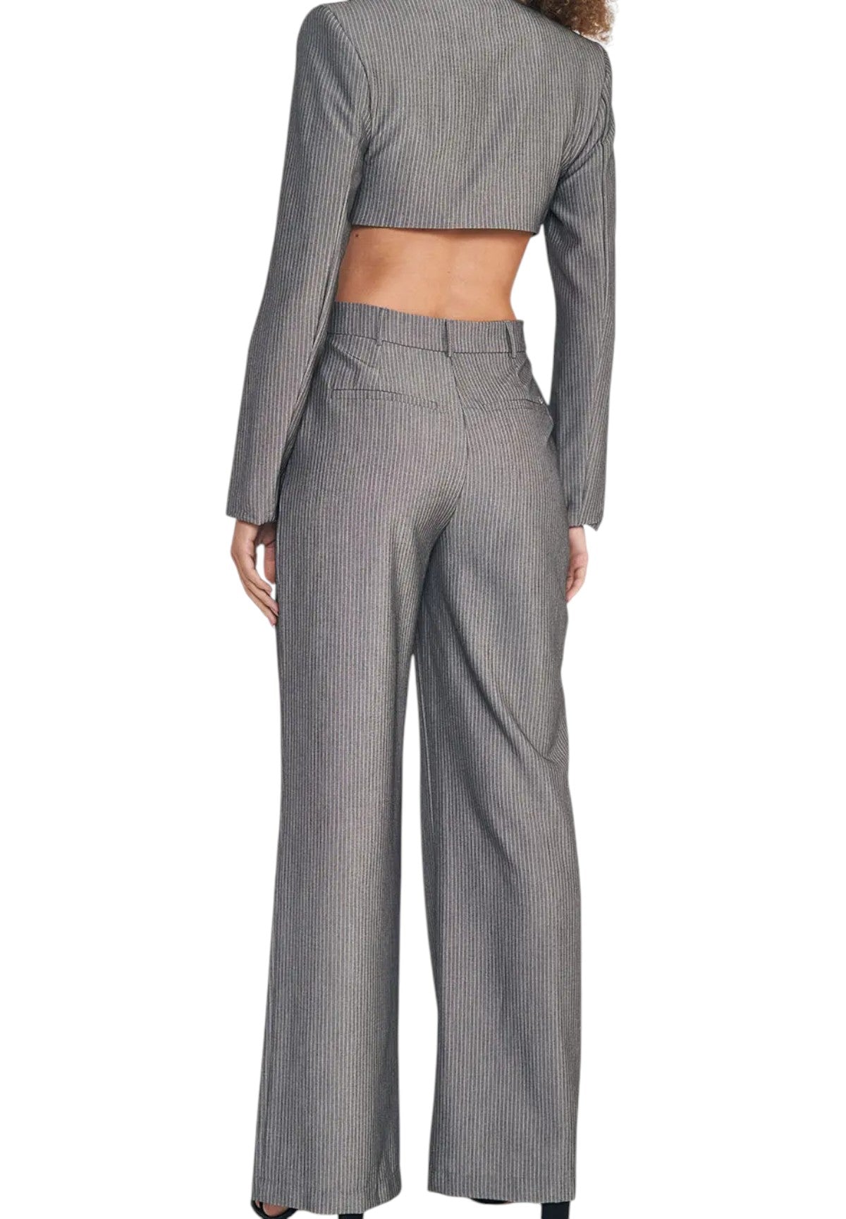 Coordinato completo gessato c/top 540101464 Grigio