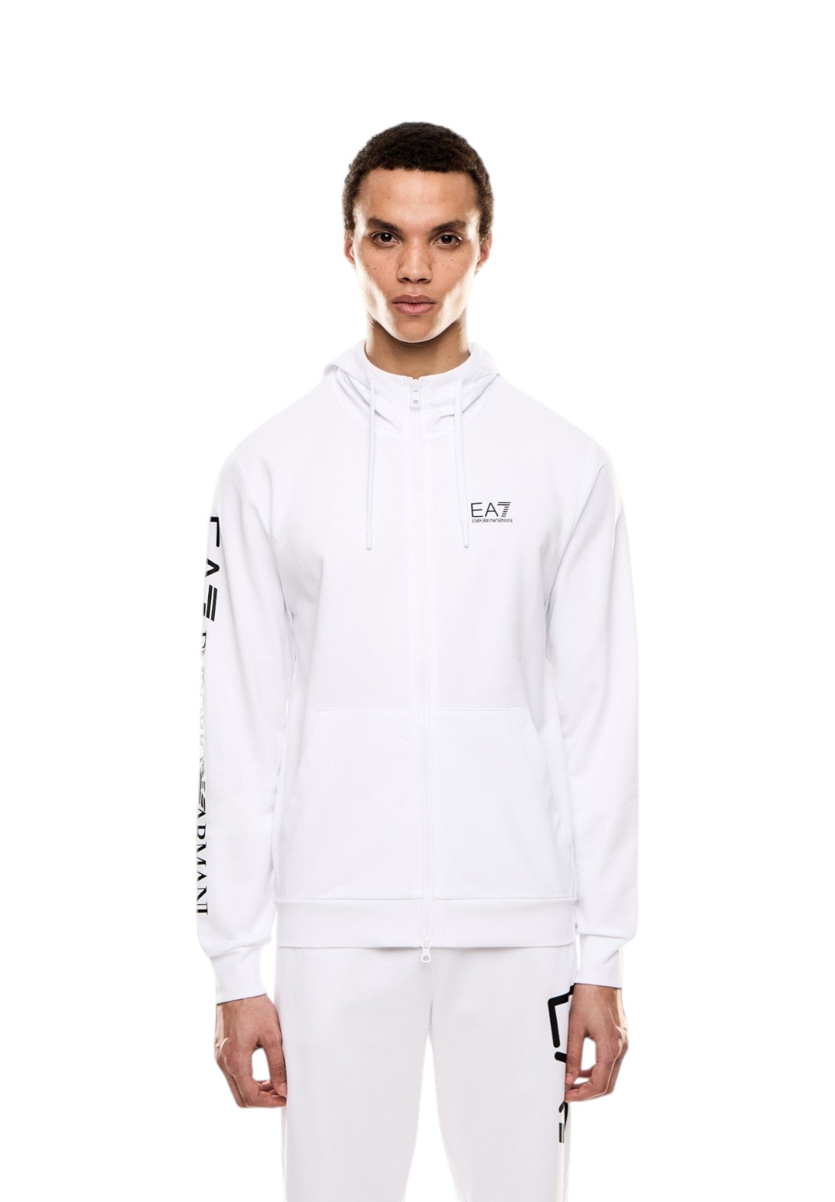 Felpa Pullover con Cappuccio 7M000568 White, black