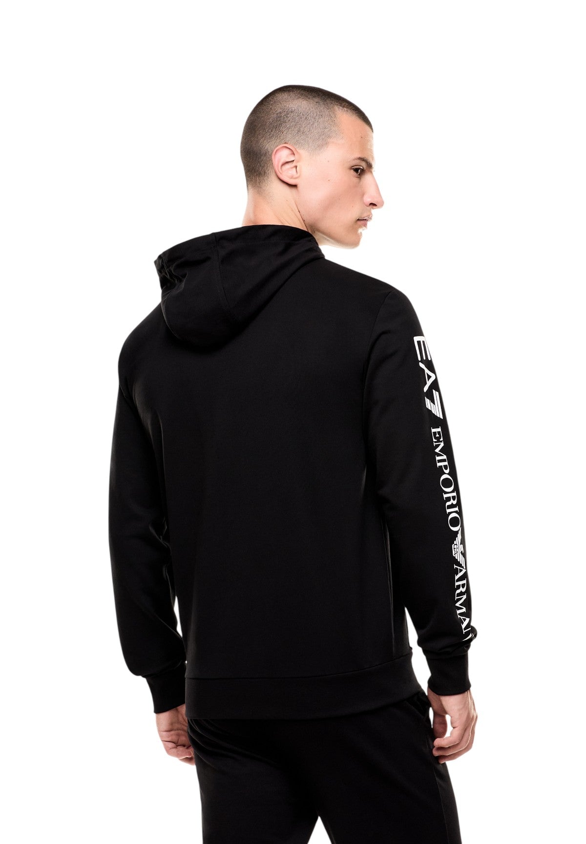 Felpa Pullover con Cappuccio 7M000568 Black, White