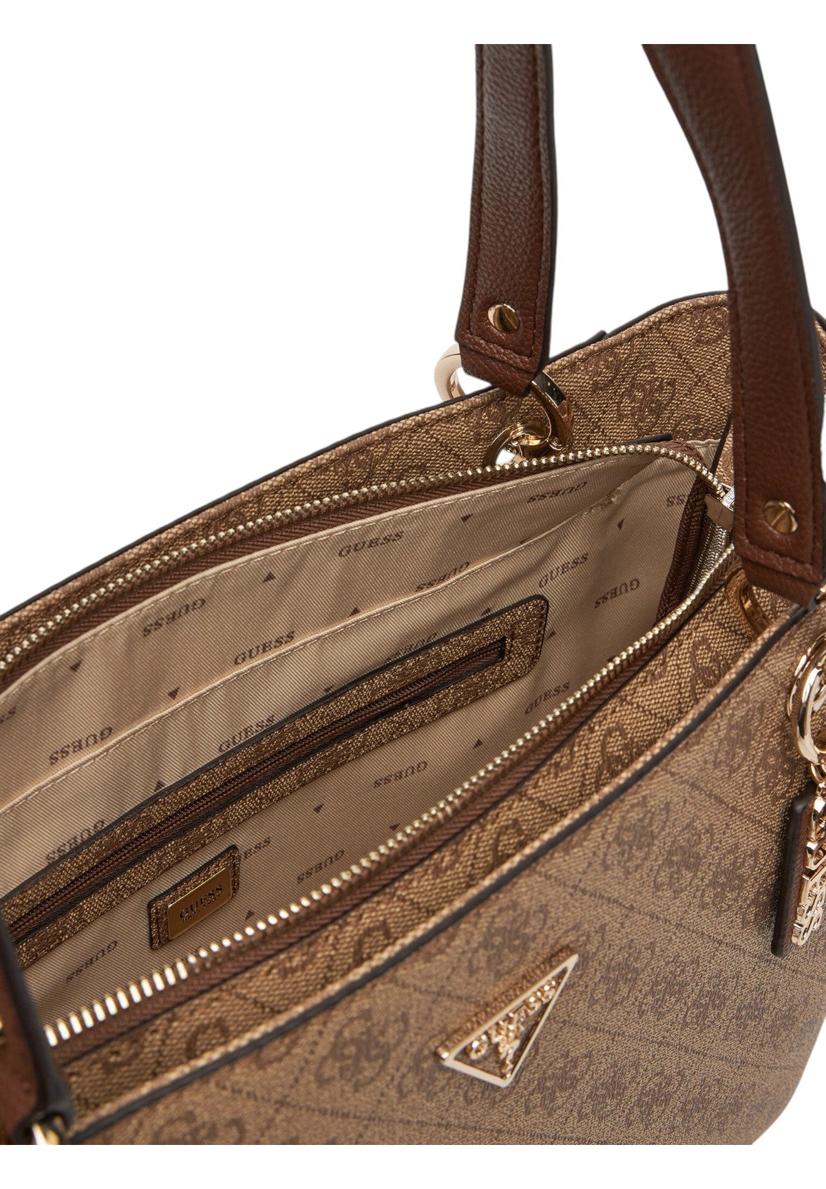 Borsa a Spalla Noelle Ii 3 Comp Shldr Xbody HWBG96 Latte Logo, Brown