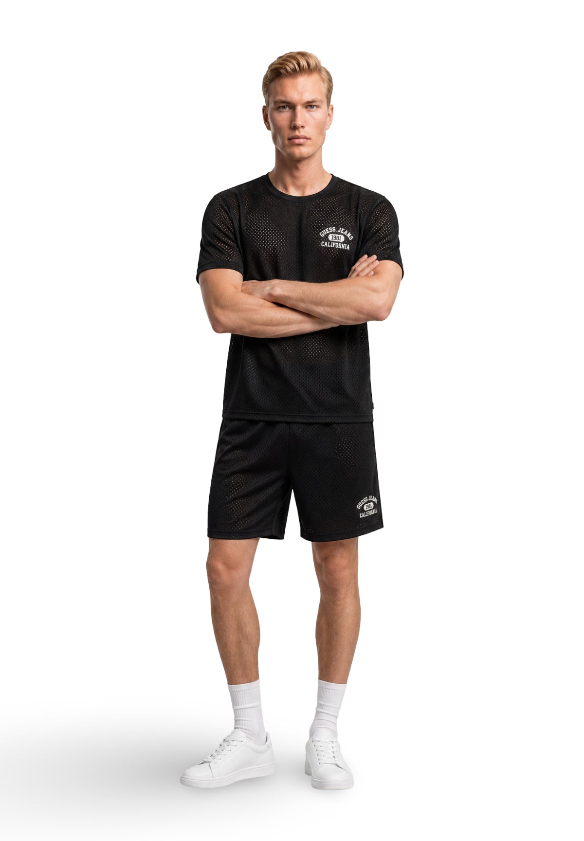 Bermuda in Felpa Gj Reg Fit Mesh Shorts M6GDC0 Jet Black A996