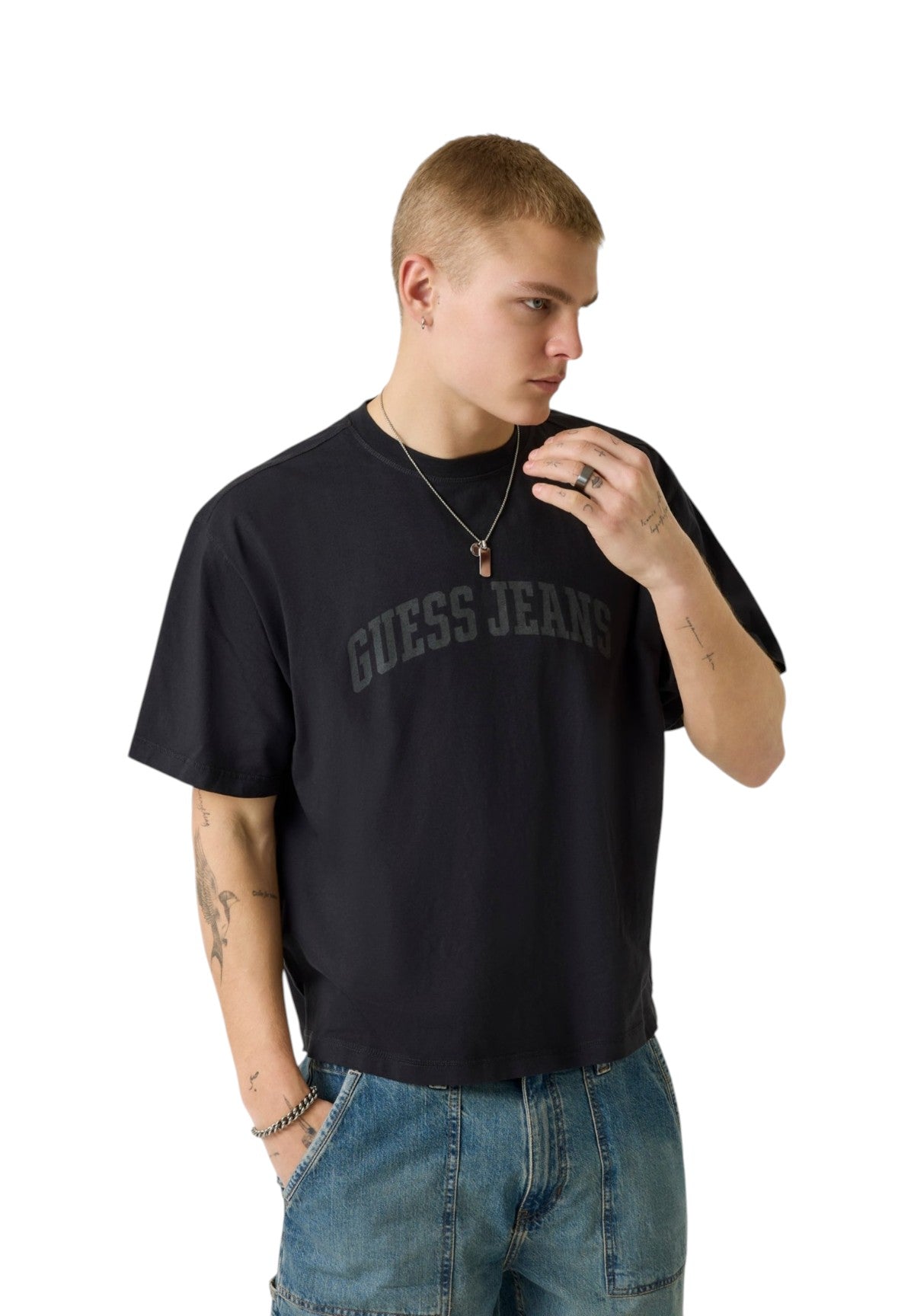 T-shirt a Maniche Corte Gj Ss Cn Boxy Cropped Tee M6GIB6 Jet Black Multi