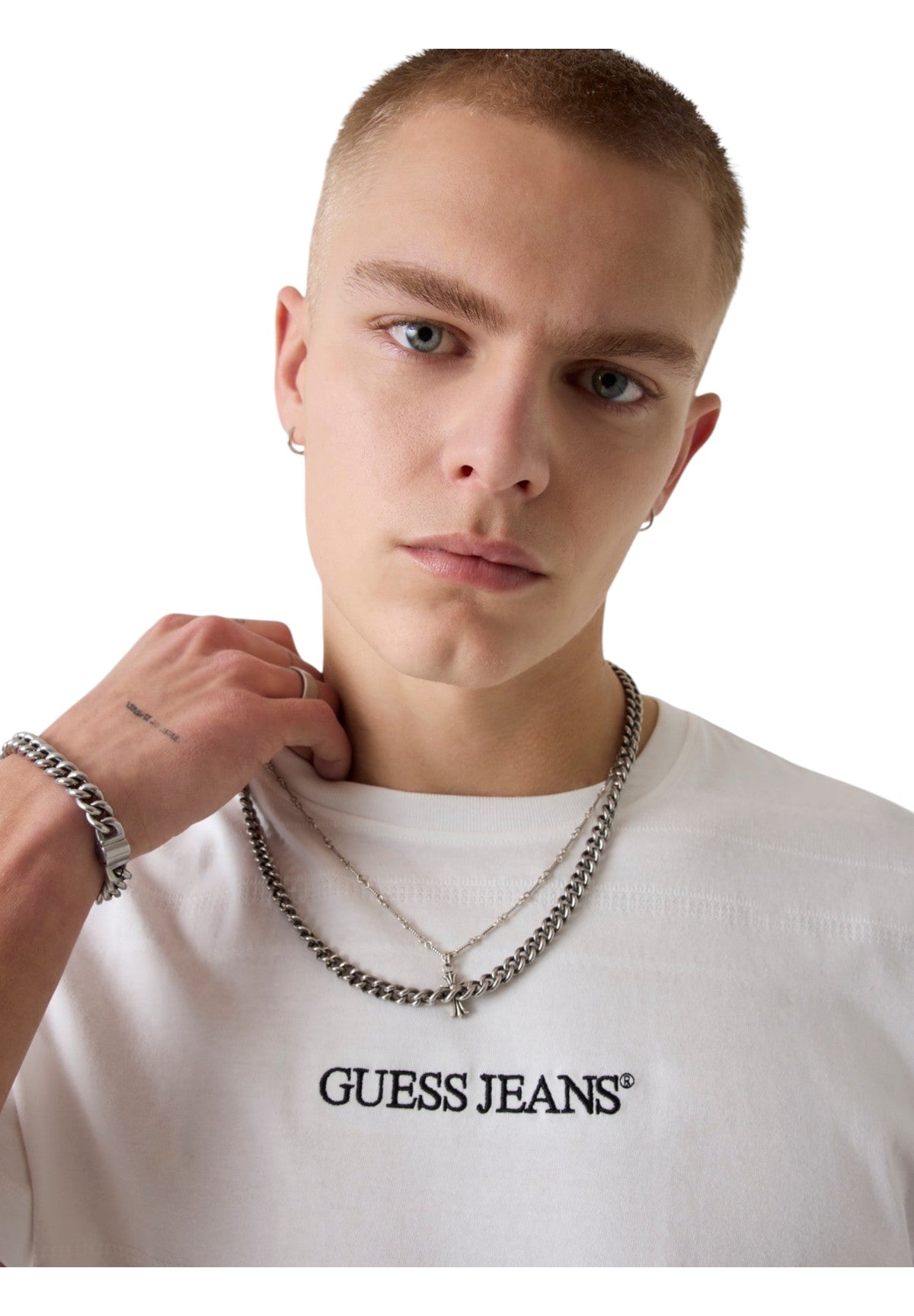 T-shirt a Maniche Corte Gj Reg Fit Jacquard Stripe Tee M6GIZ3 Alabaster White Mult