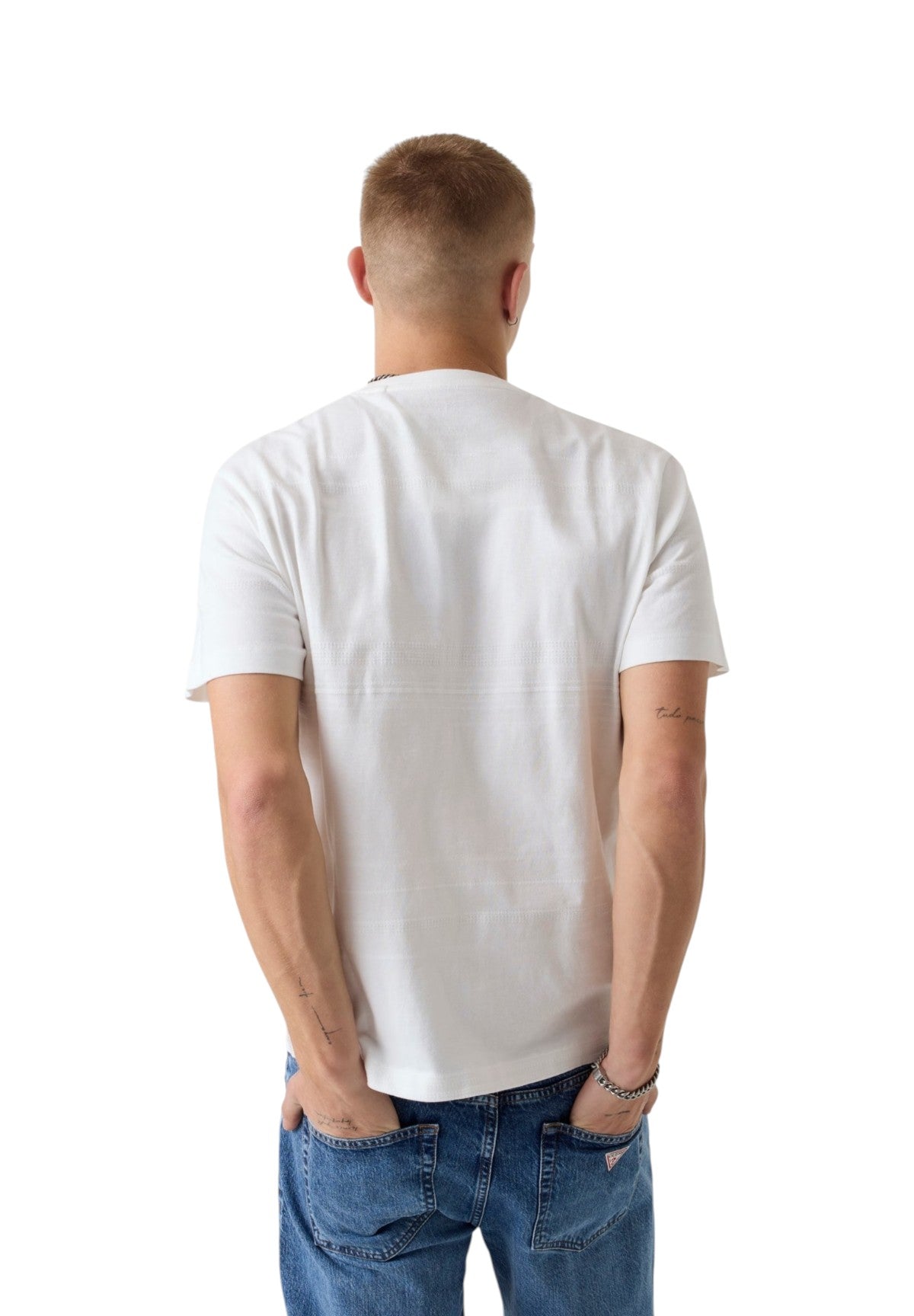 T-shirt a Maniche Corte Gj Reg Fit Jacquard Stripe Tee M6GIZ3 Alabaster White Mult