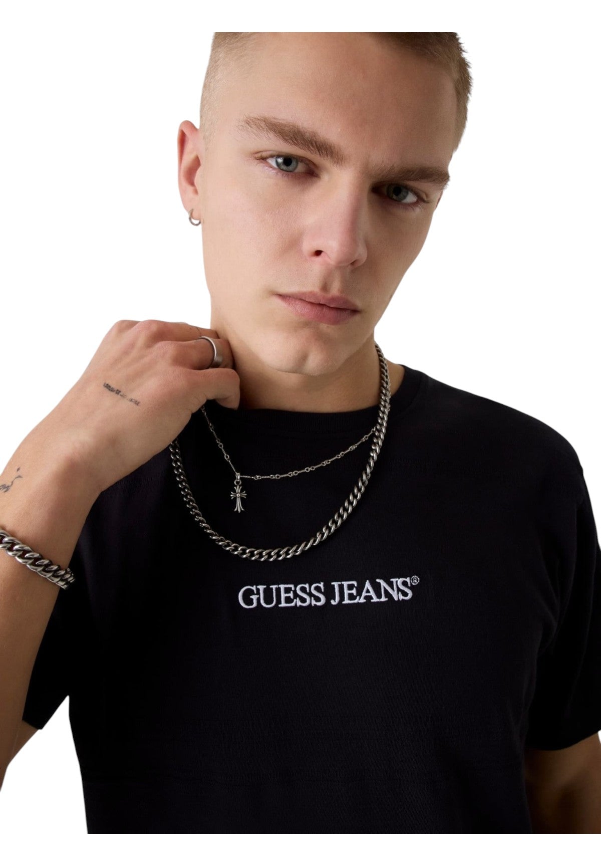 T-shirt a Maniche Corte Gj Reg Fit Jacquard Stripe Tee M6GIZ3 Jet Black Multi