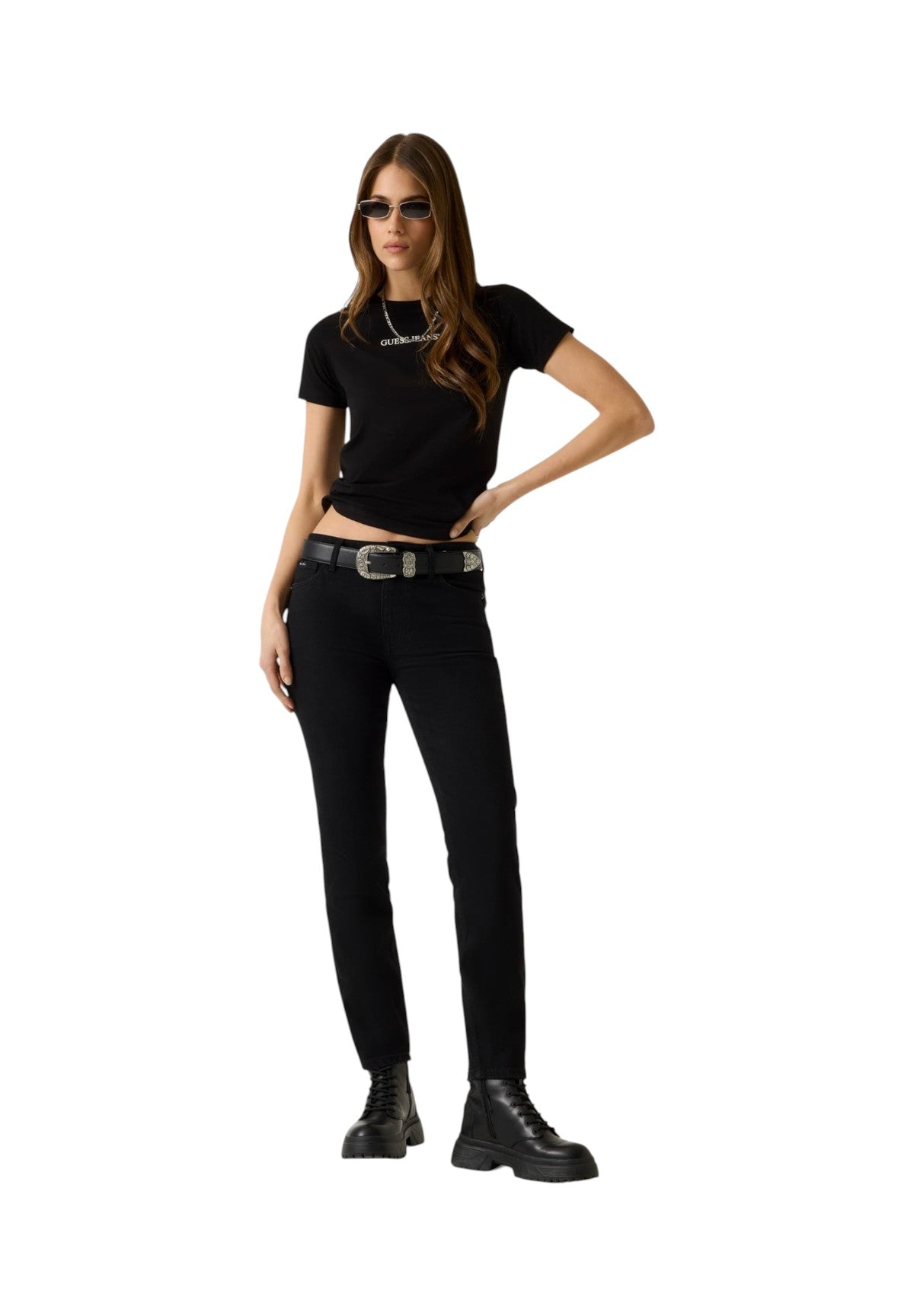 T-shirt a Maniche Corte Gj Ss Cn Slim Logo Print Tee W4YI01 Jet Black A996