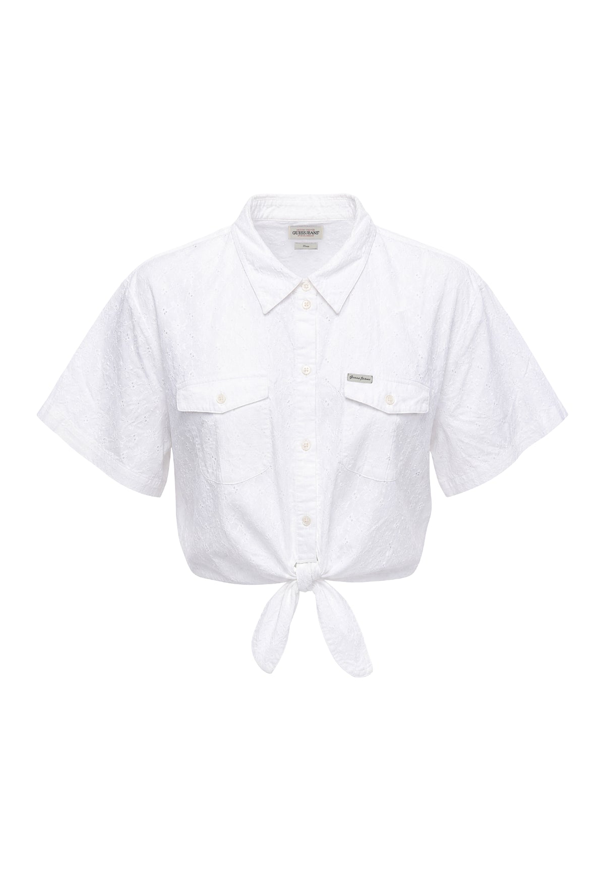 Camicia a Maniche Lunghe Gj Cropped Front Tie Top W6GHA3 Pure White
