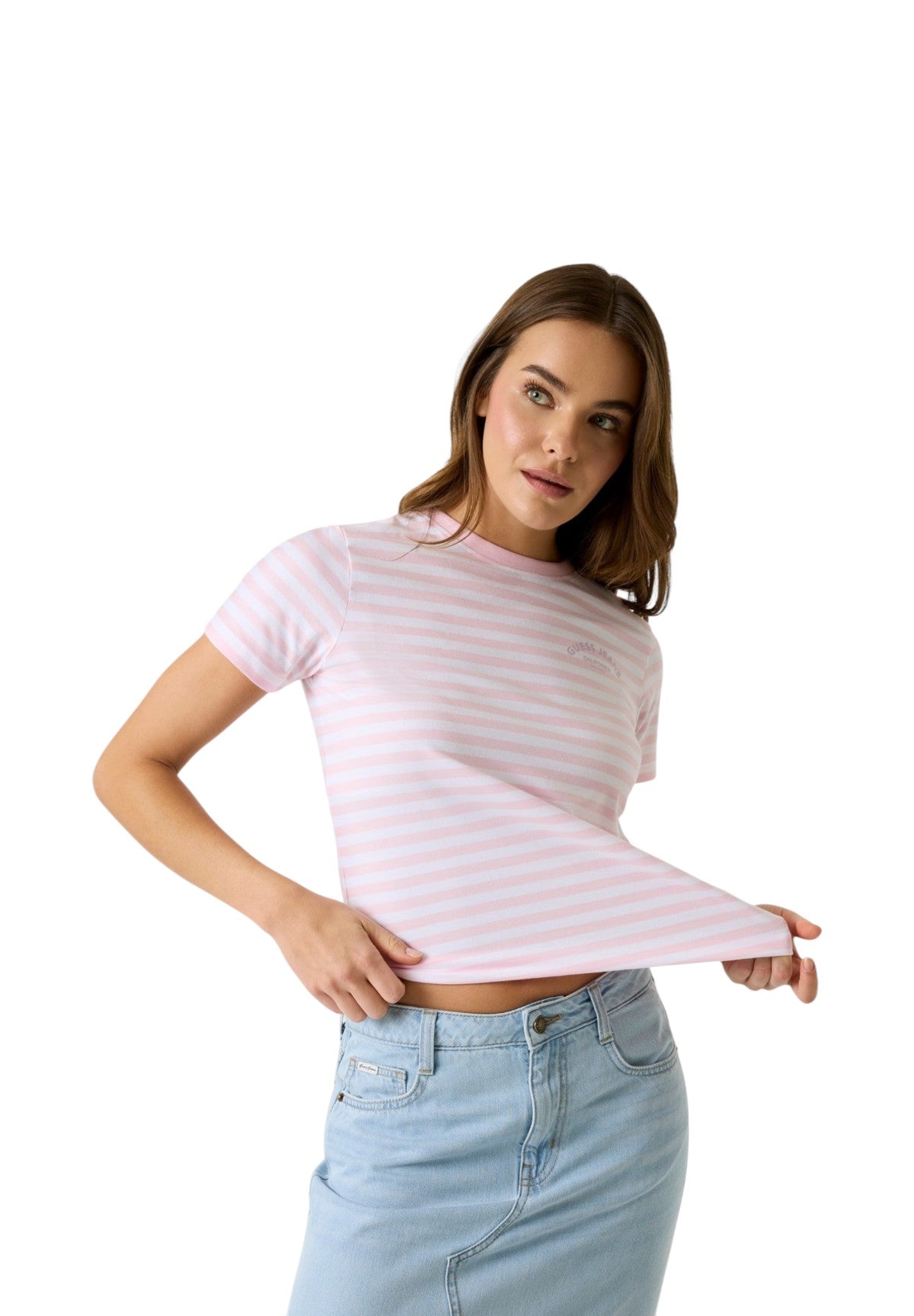 T-shirt a Maniche Corte Gj Ss Cn Reg Yd Striped Tee W6GI05 Summer Lilac White S