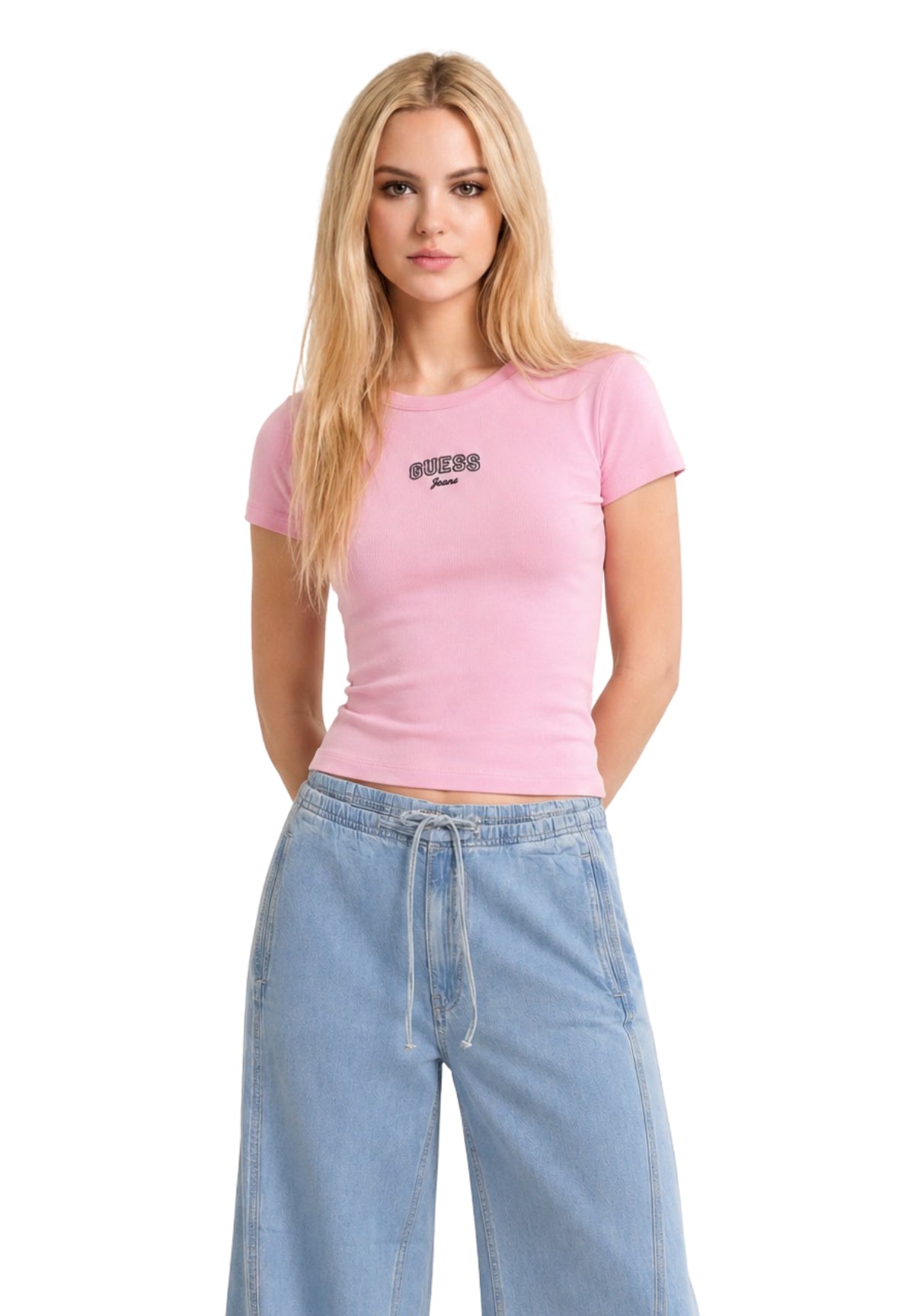 T-shirt a Maniche Corte Gj Sl Cn Embro Slim Tee W6RP21 Soft Rose