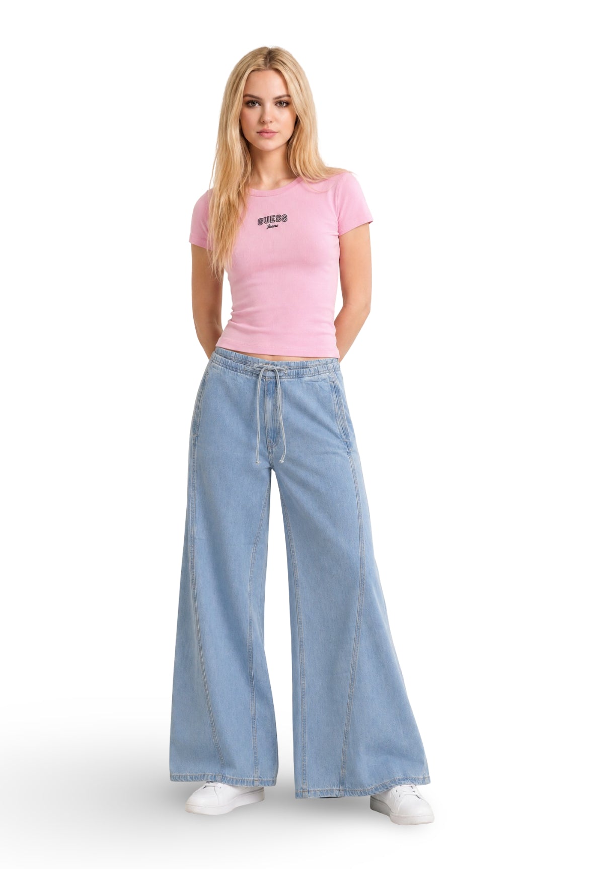 T-shirt a Maniche Corte Gj Sl Cn Embro Slim Tee W6RP21 Soft Rose