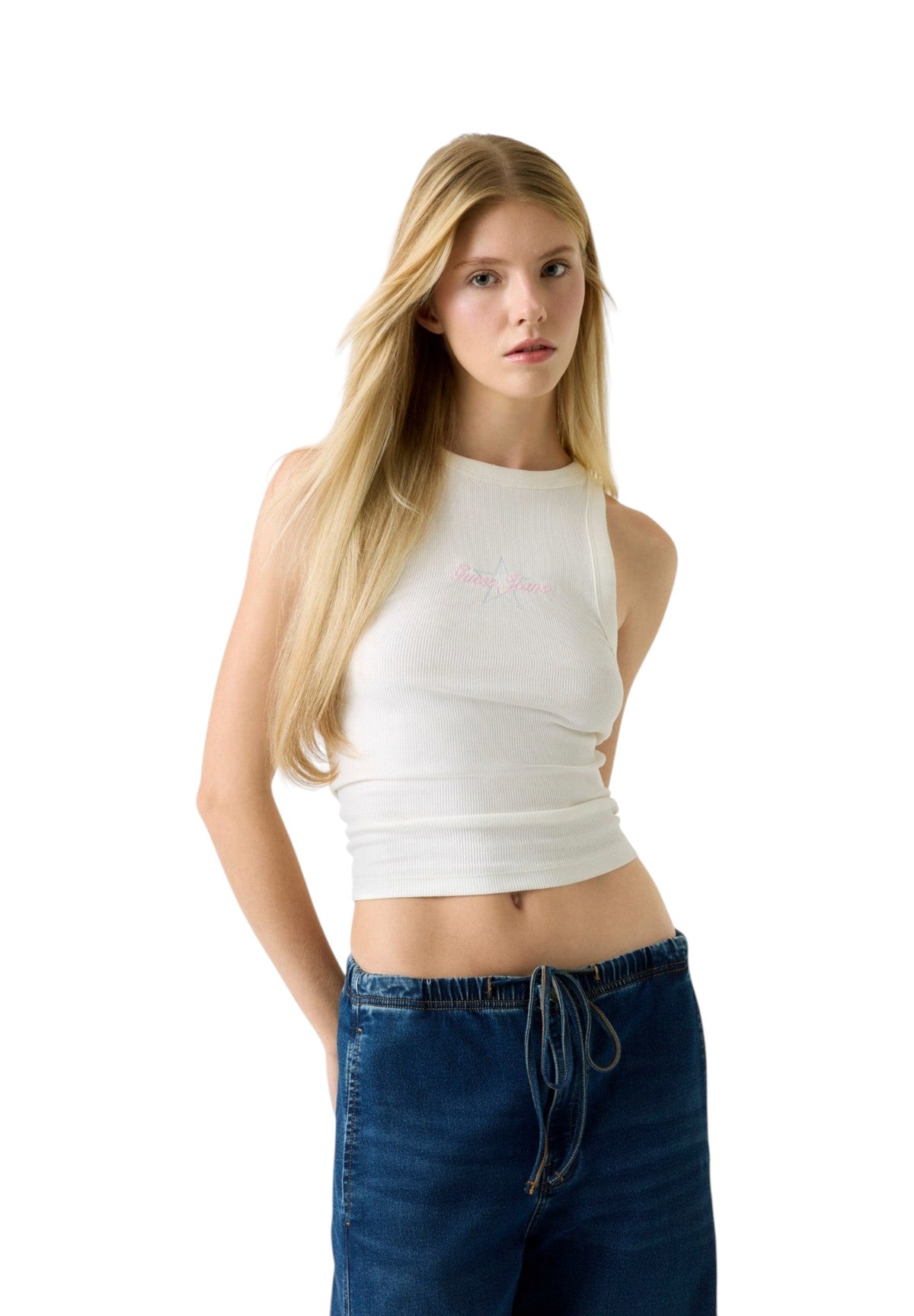 Top Gj Patch Halter Tank Top Rib W6RP23 Sandy Shore