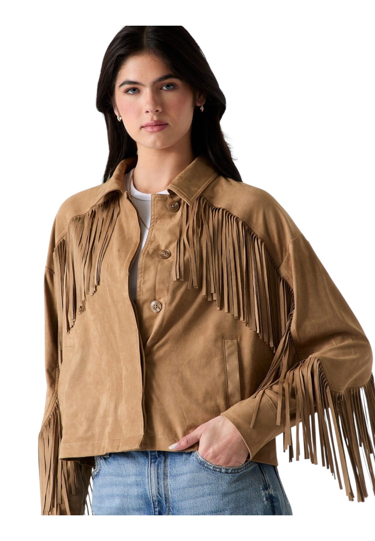 Giubbotto Ls Ibby Fringe Jkt W6GL45 Wet Sand