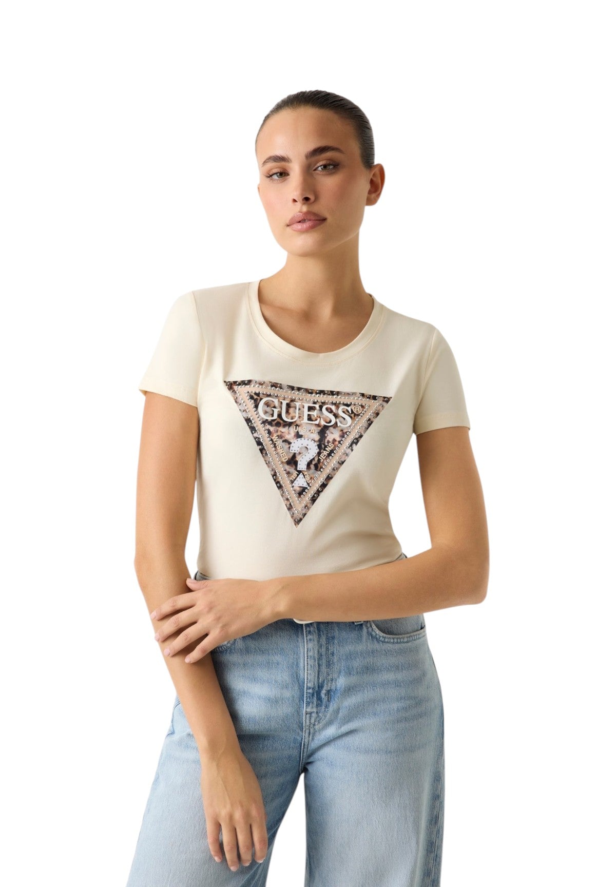 T-shirt a Maniche Corte Ss Cn Leo Triangle Tee W6RI32 Pearl white