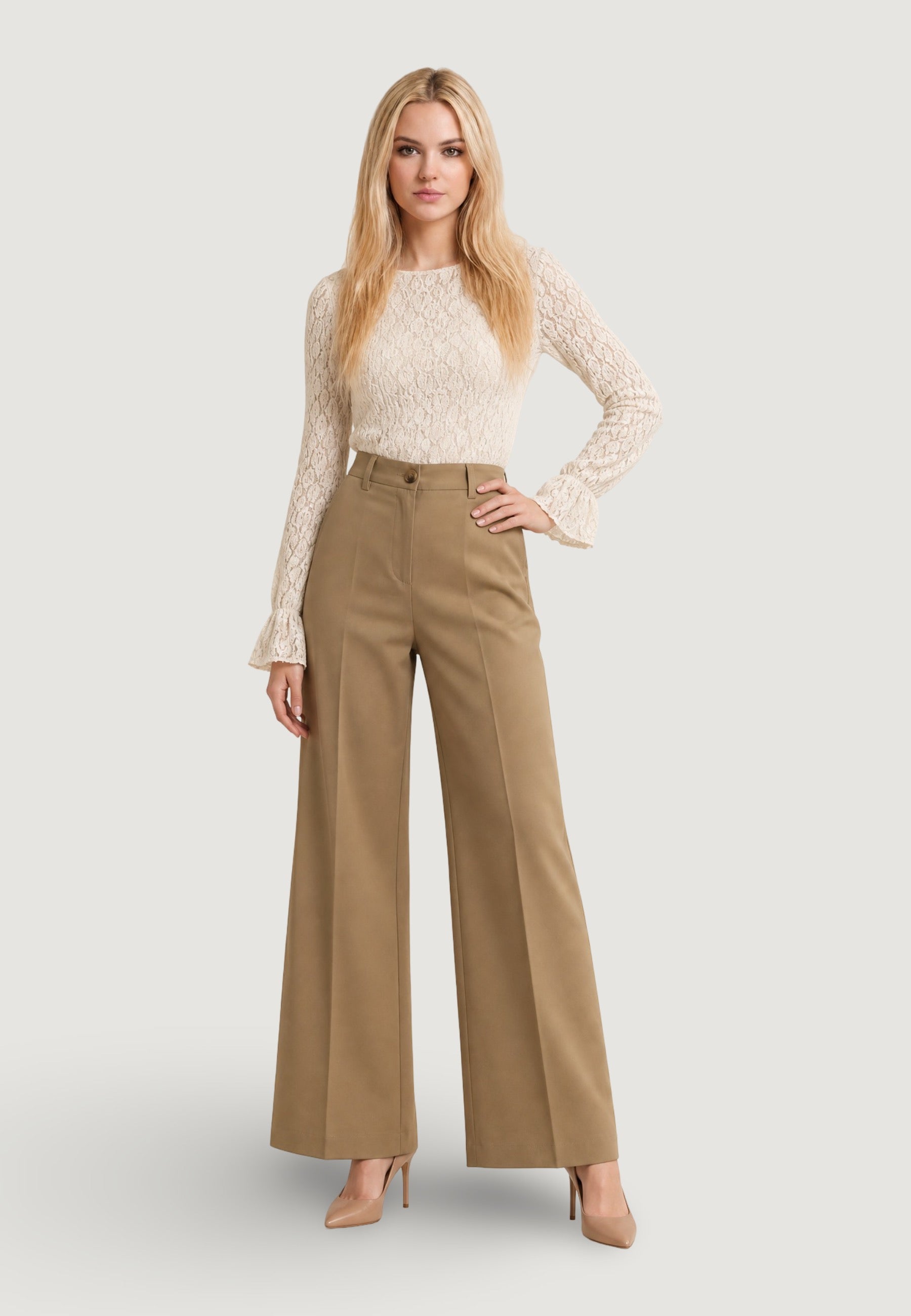 Pantaloni pantalone dritto 13528 Sabbia