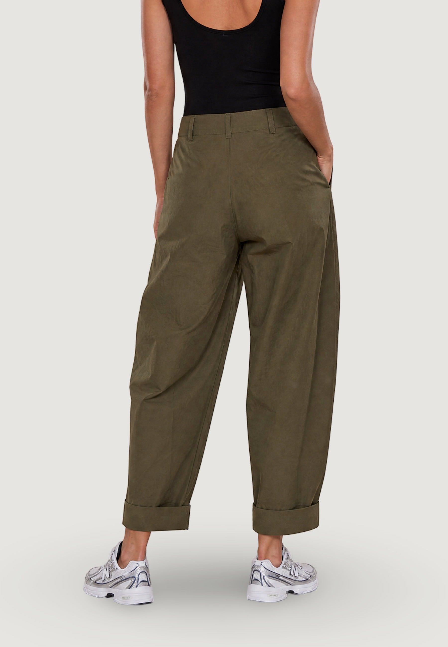 Pantaloni pantalone barrell cotone 13568 Militare