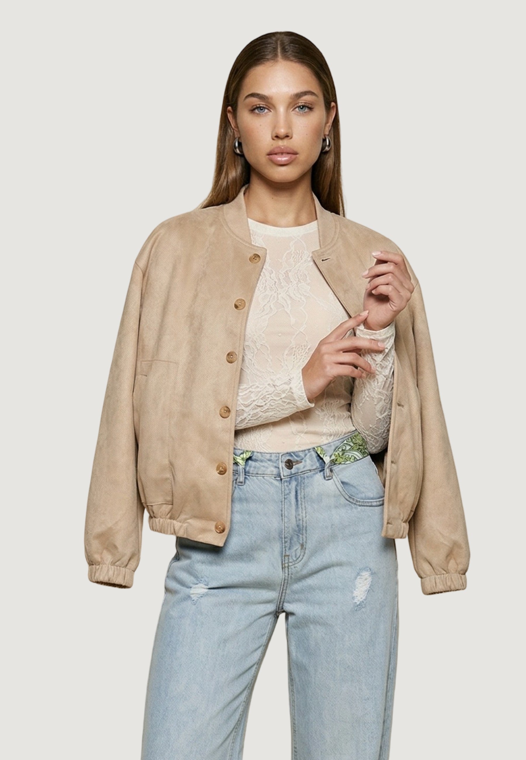 Giubbotto Bomber bomber in suede 17233 Cammello