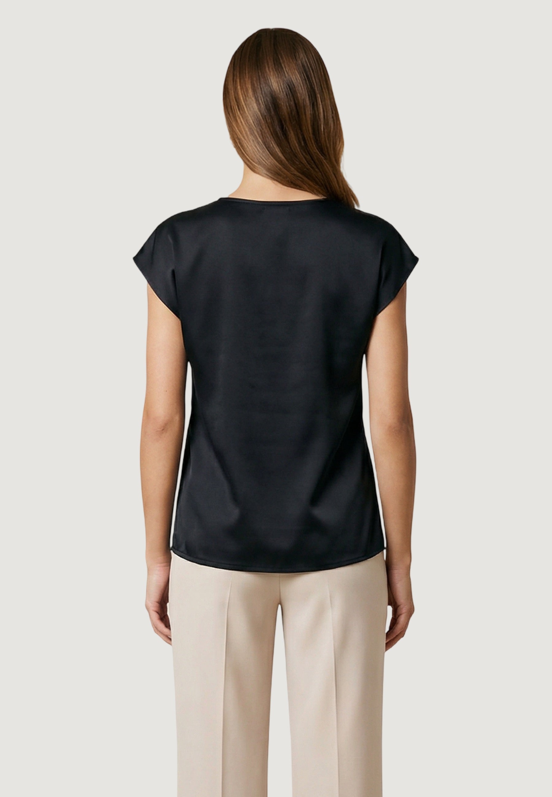 T-shirt a Maniche Corte maglietta basic raso poliestere 17266 Nero