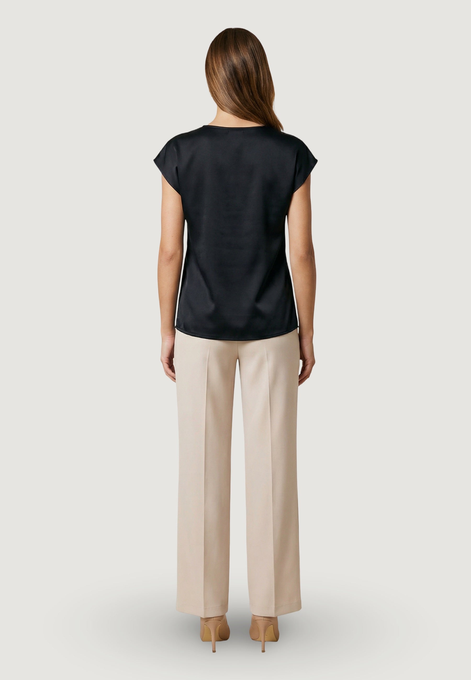 T-shirt a Maniche Corte maglietta basic raso poliestere 17266 Nero
