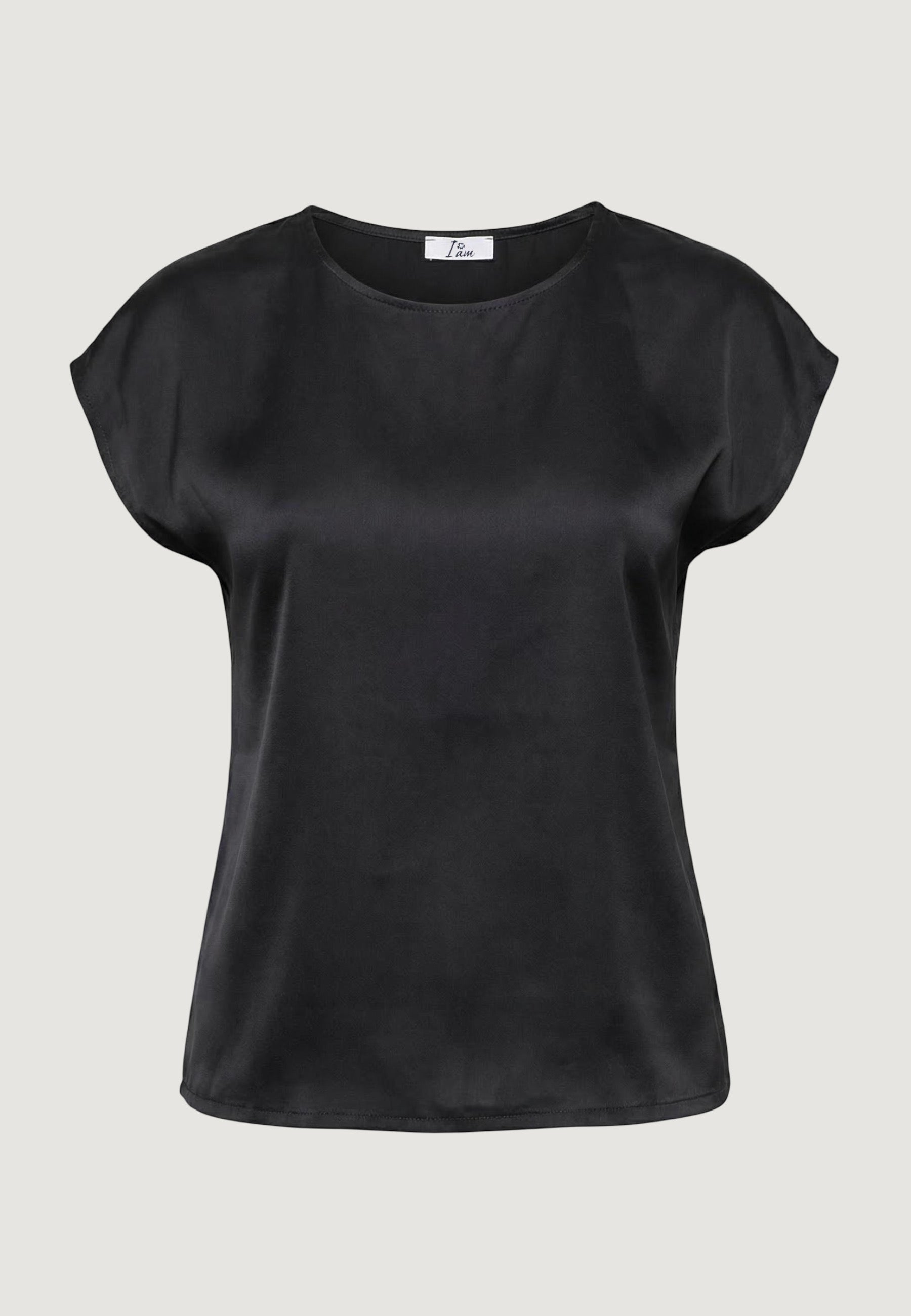 T-shirt a Maniche Corte maglietta basic raso poliestere 17266 Nero
