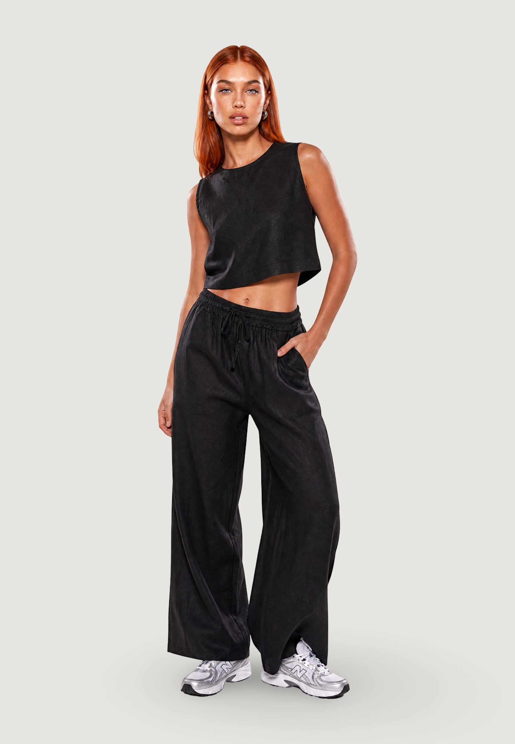 Pantaloni pantalone con elastico 17449-3 Nero
