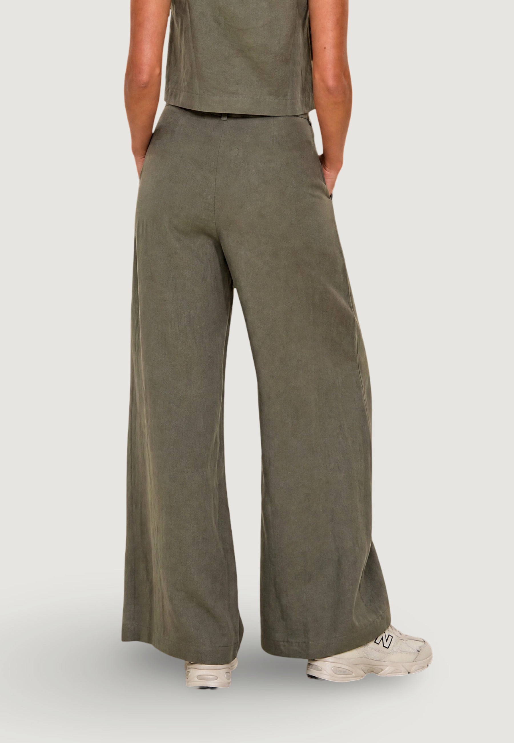 Pantaloni pantalone con zip lino viscosa 17500-3 Salvia