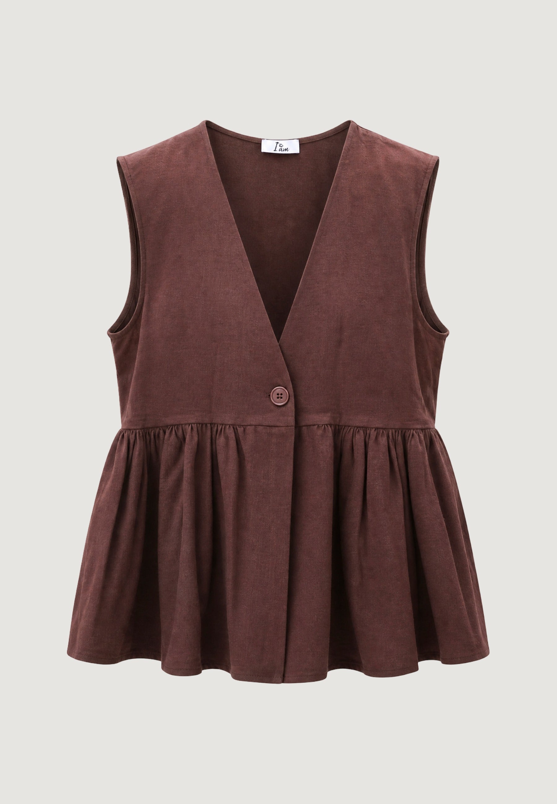 Gilet Elegante gilet con arriccio lino viscosa 17589-3 Moro