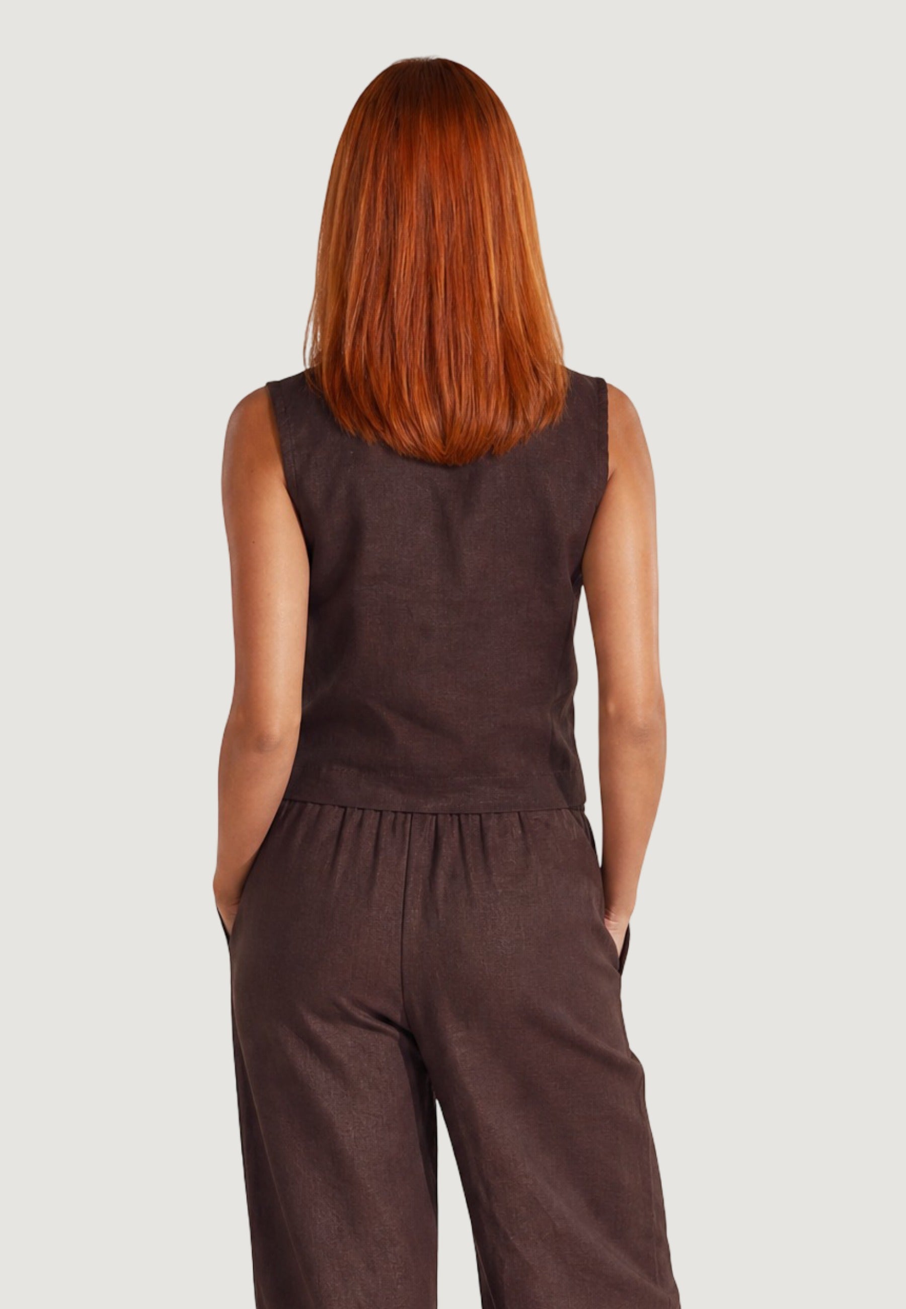 Top crop top lino viscosa 17612-3 Moro