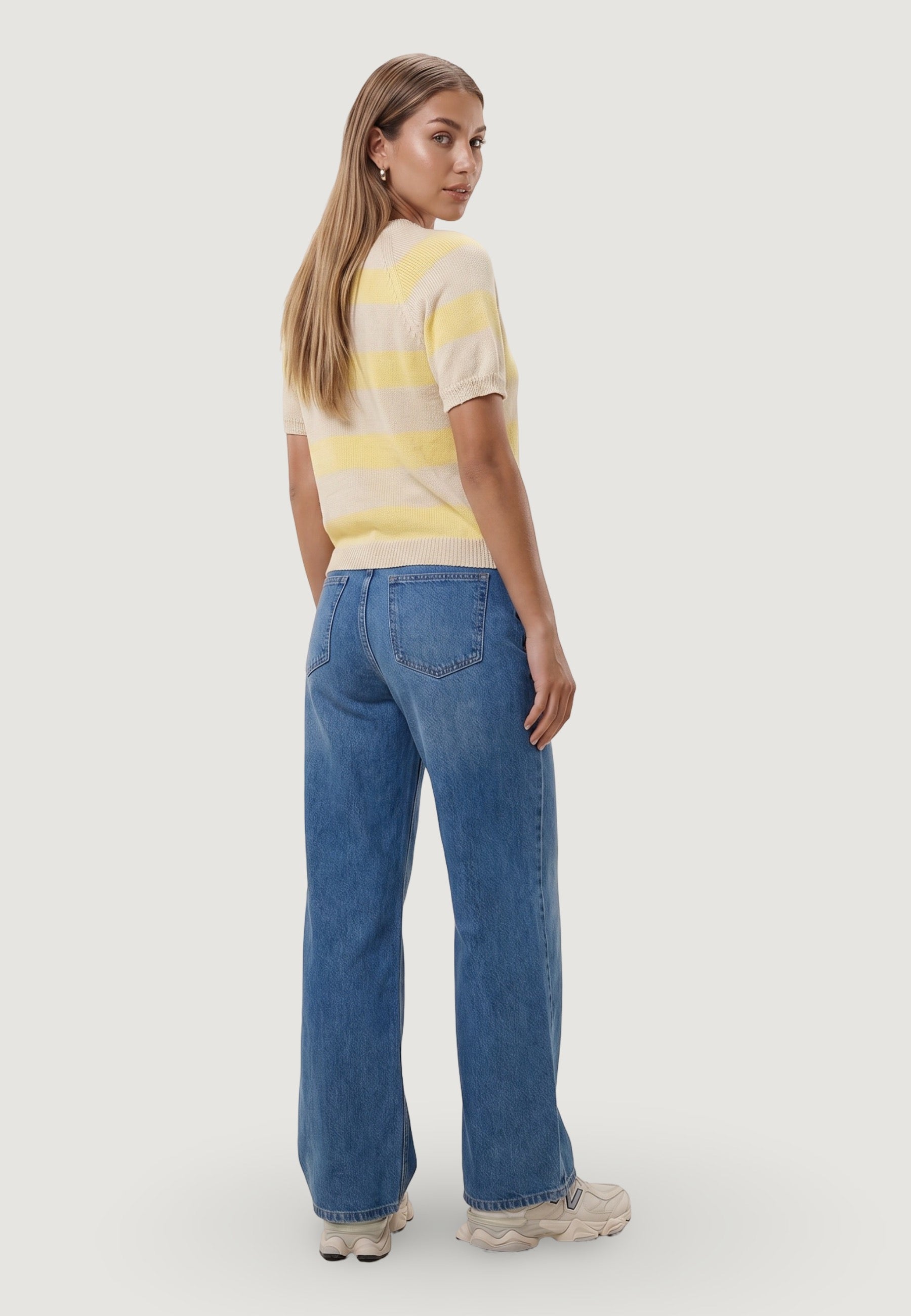 Maglia maglia cotone m/c 1810-2 Giallo, Beige