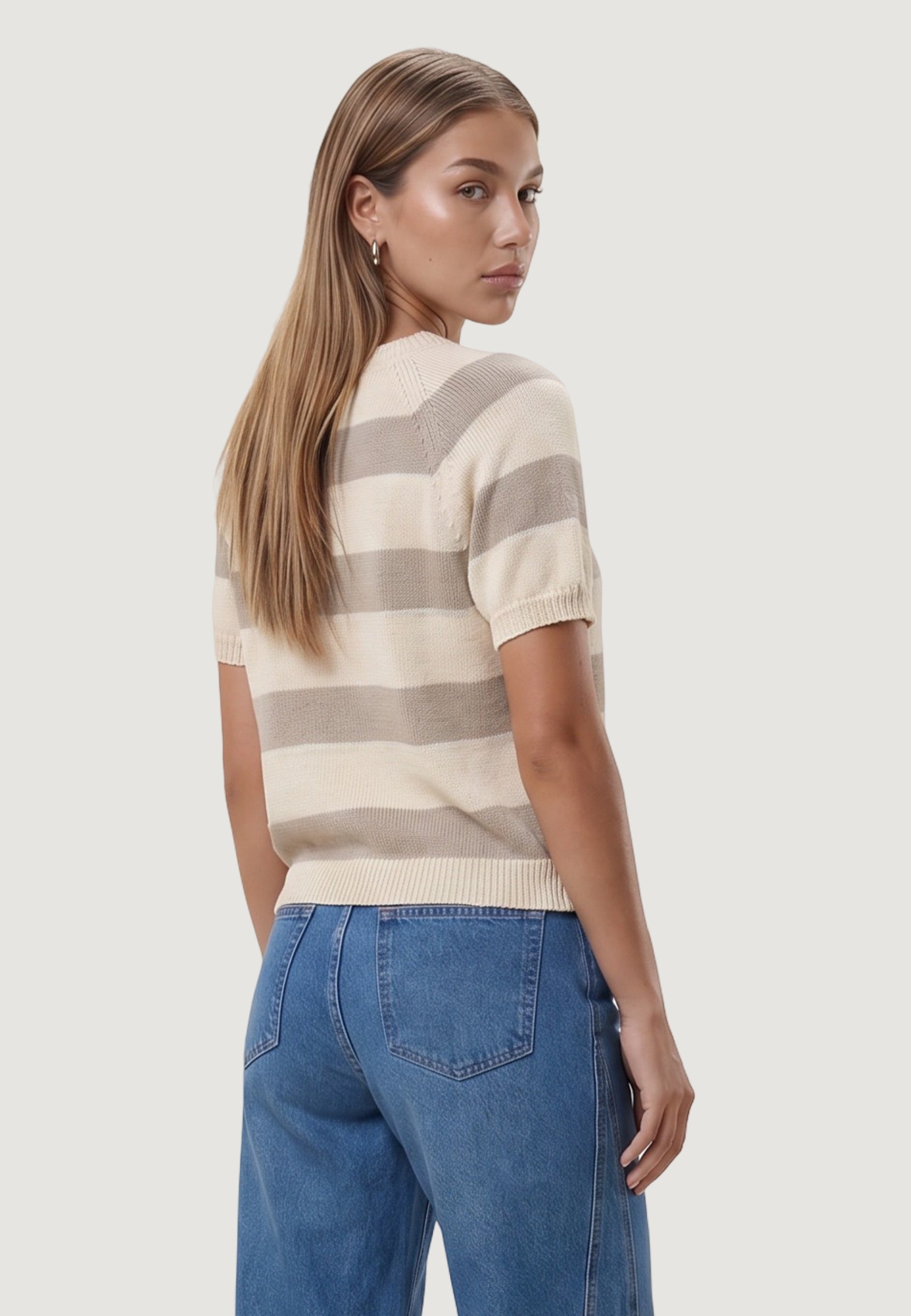 Maglia maglia cotone m/c 1810-2 Panna, Beige