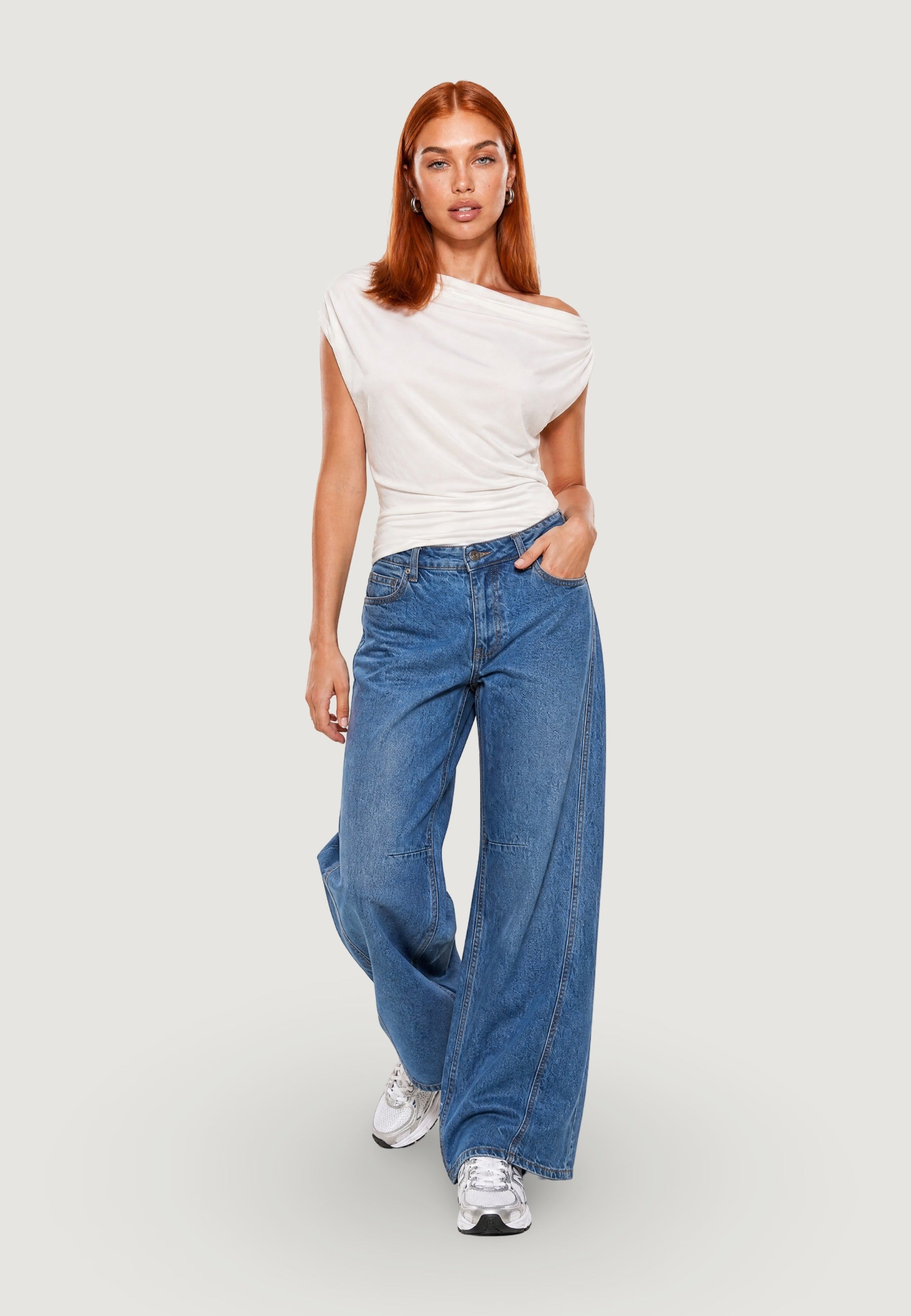 Top top drappeggiato 1946-3 Bianco