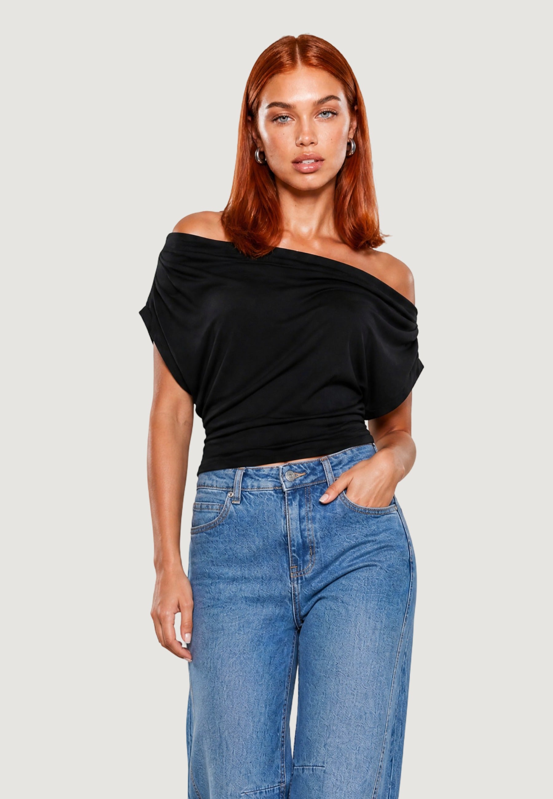 Top top drappeggiato 1946-3 Nero