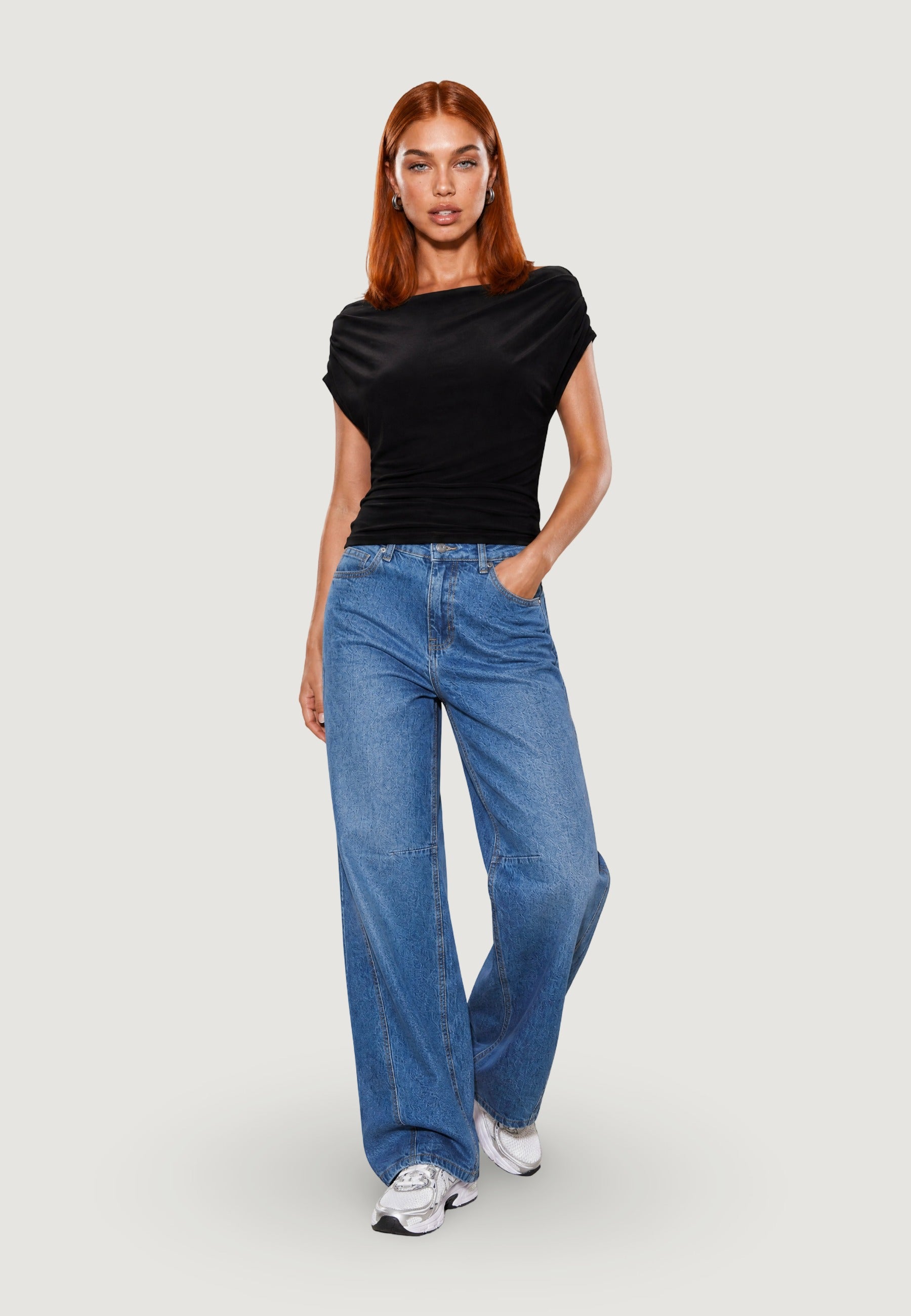 Top top drappeggiato 1946-3 Nero