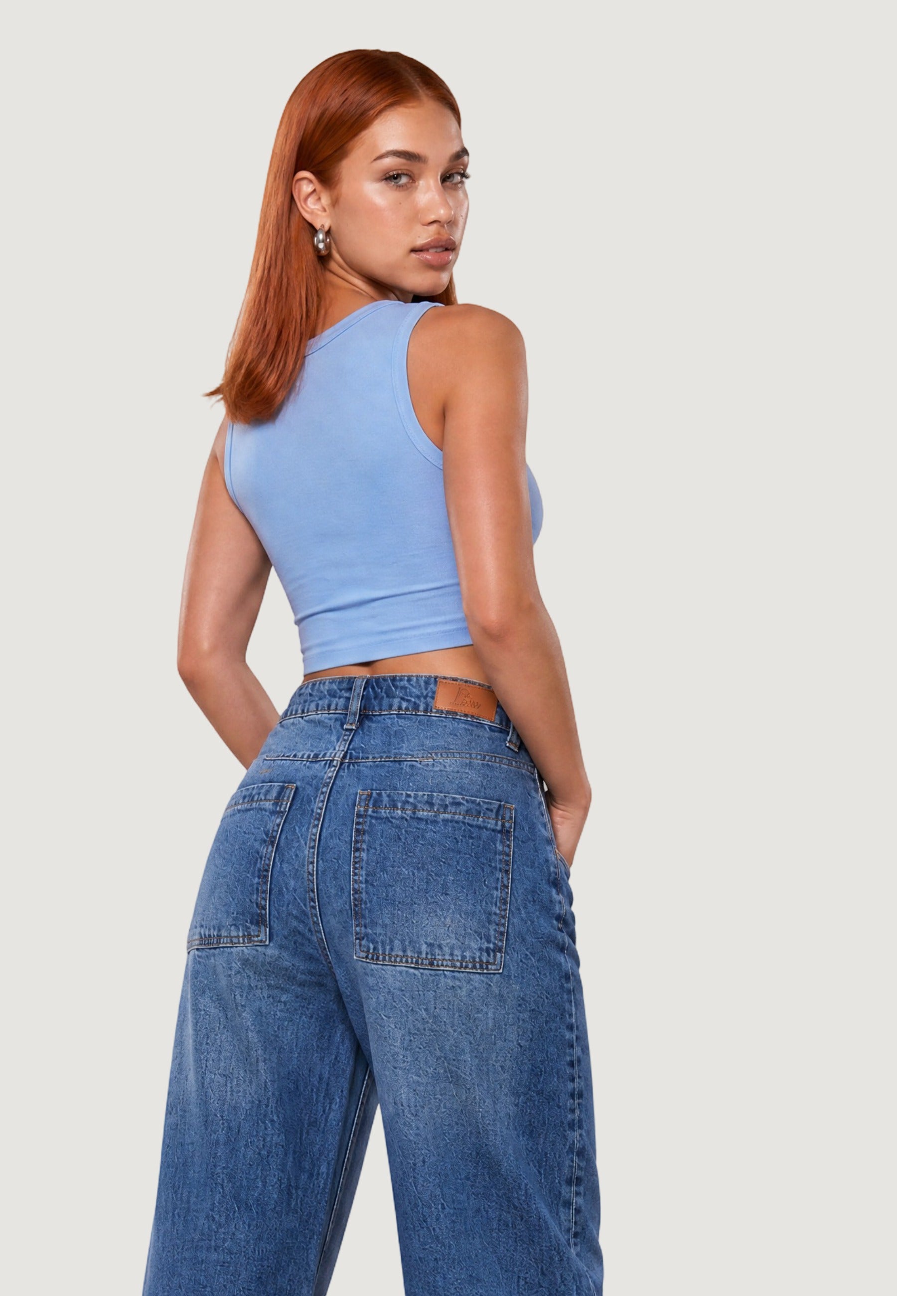 Top crop top basic 1947-3 Celeste