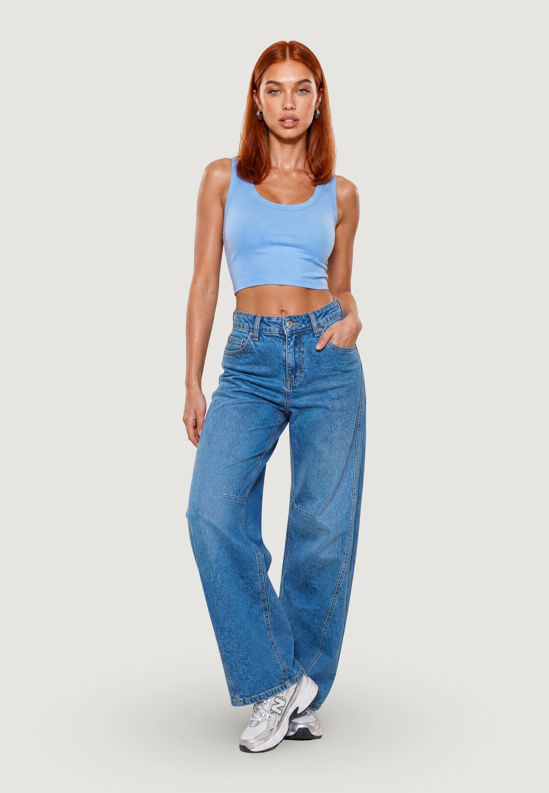 Top crop top basic 1947-3 Celeste