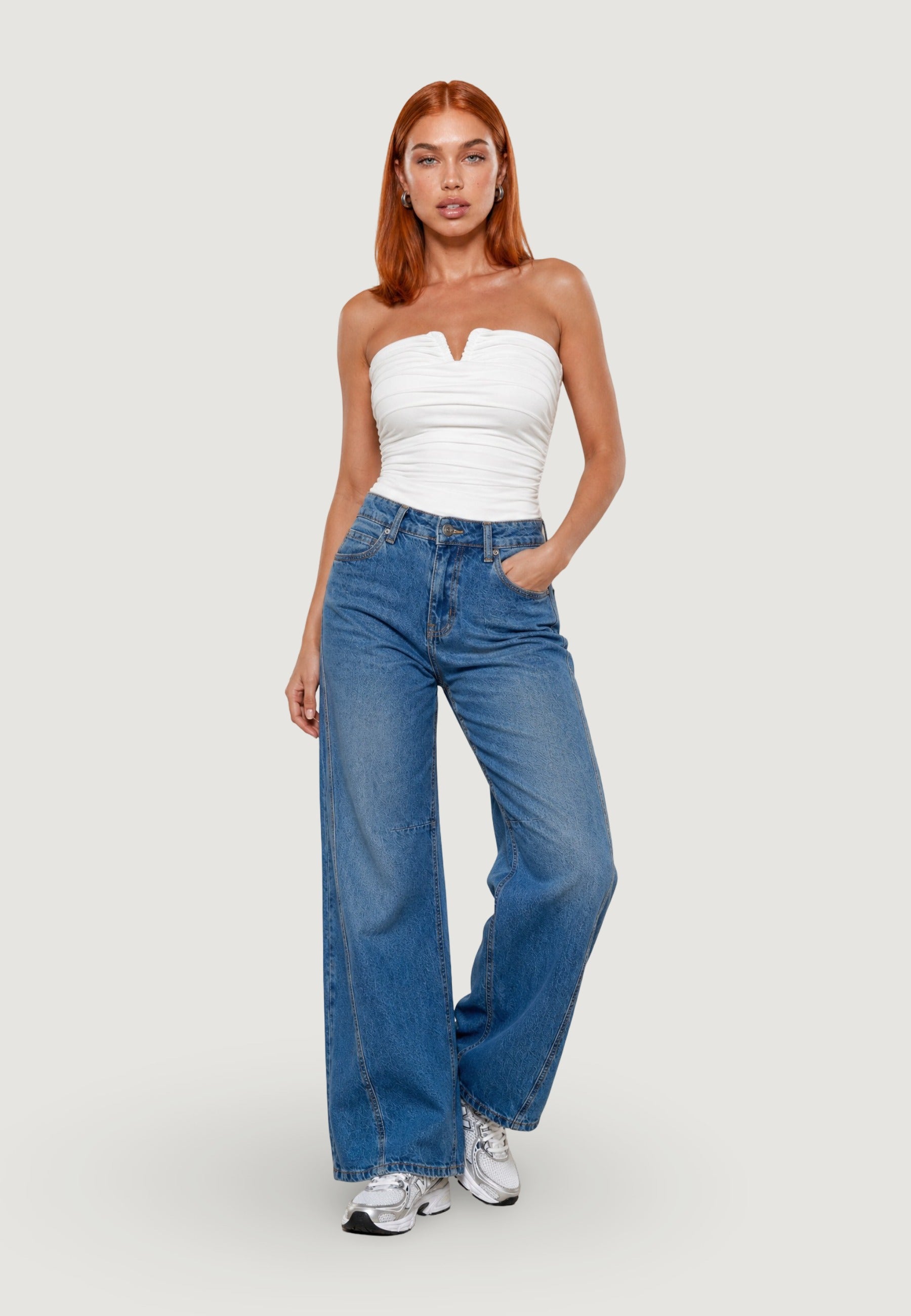 Top bustier con "v" metallo 1948-3 Bianco