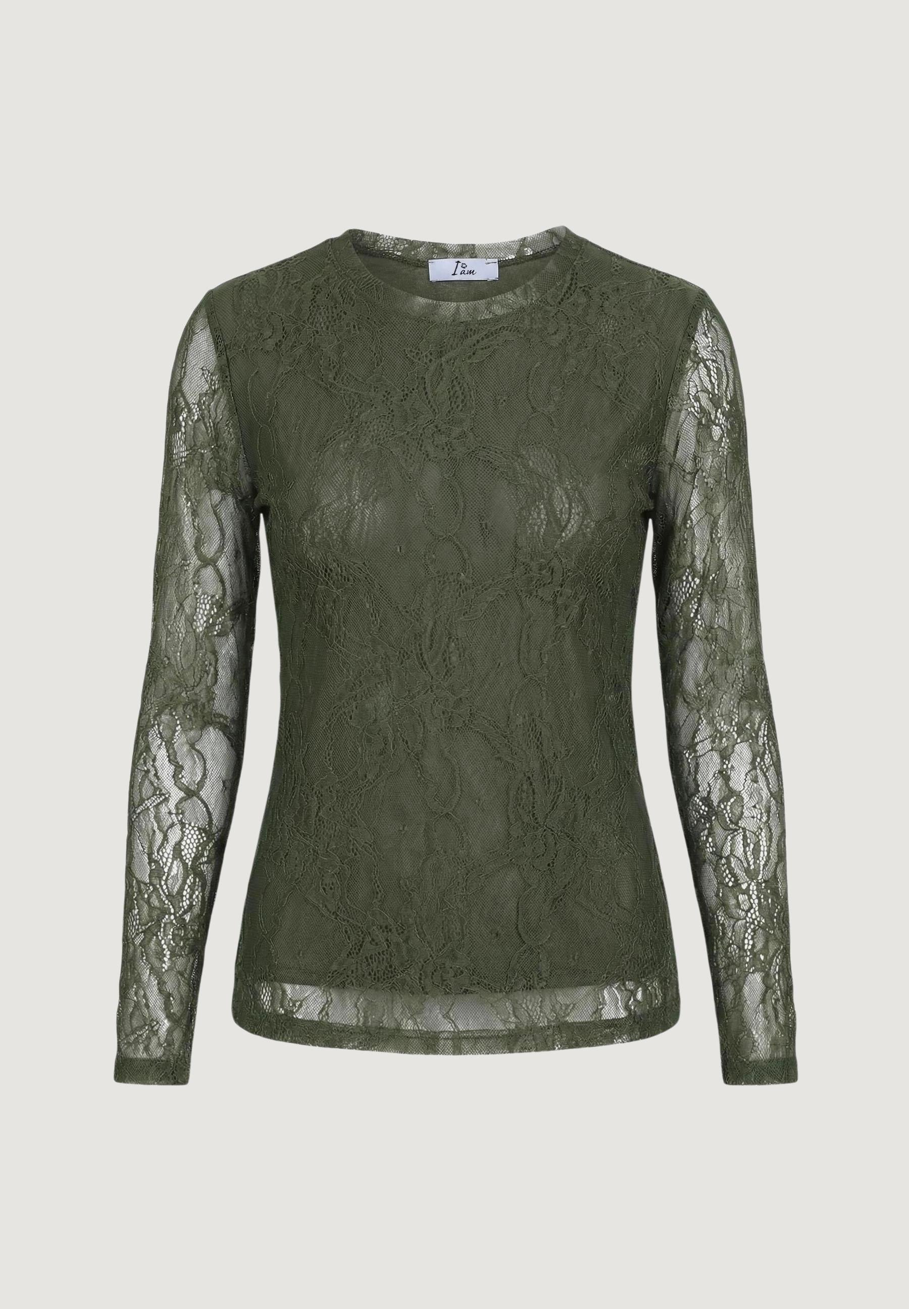 Maglia top pizzo foderato 24327/ML Militare