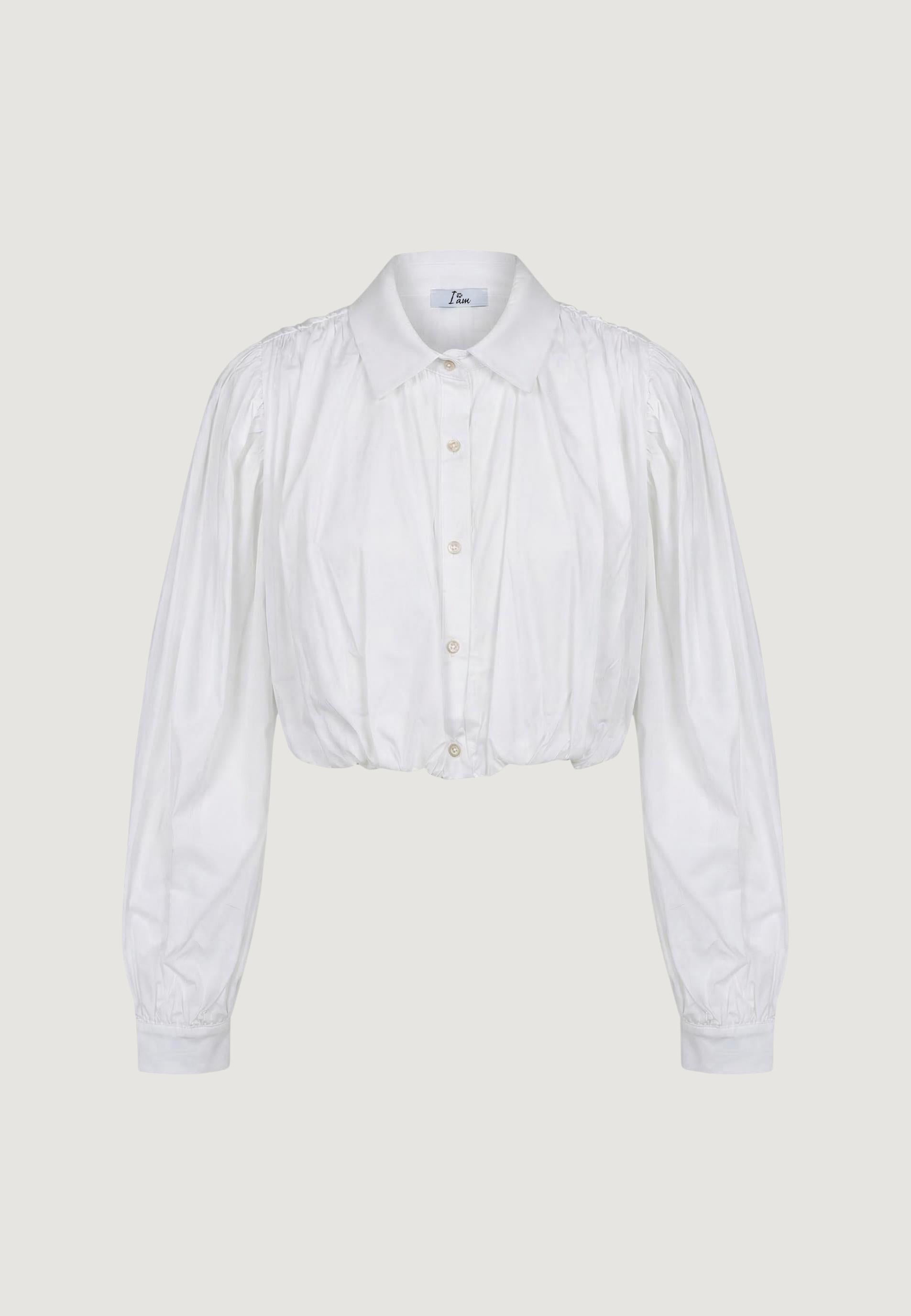 Camicia a Maniche Lunghe camicia palloncino popeline cotone 25543 Bianco