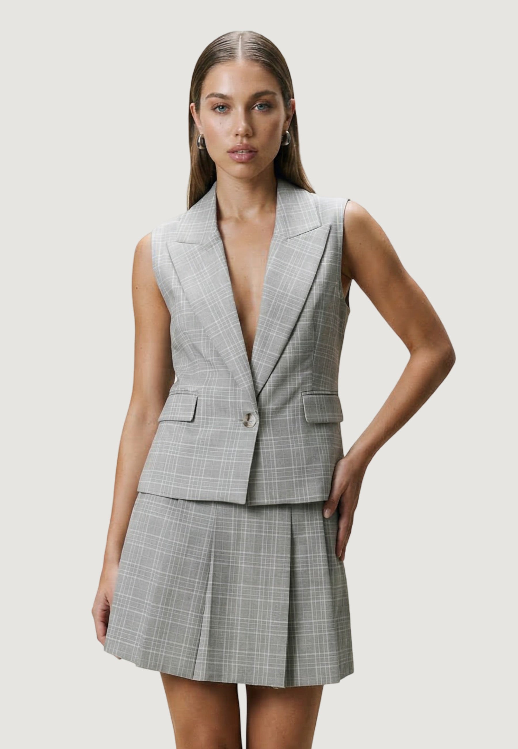 Gilet Elegante gilet quadri 25993 Check Beige