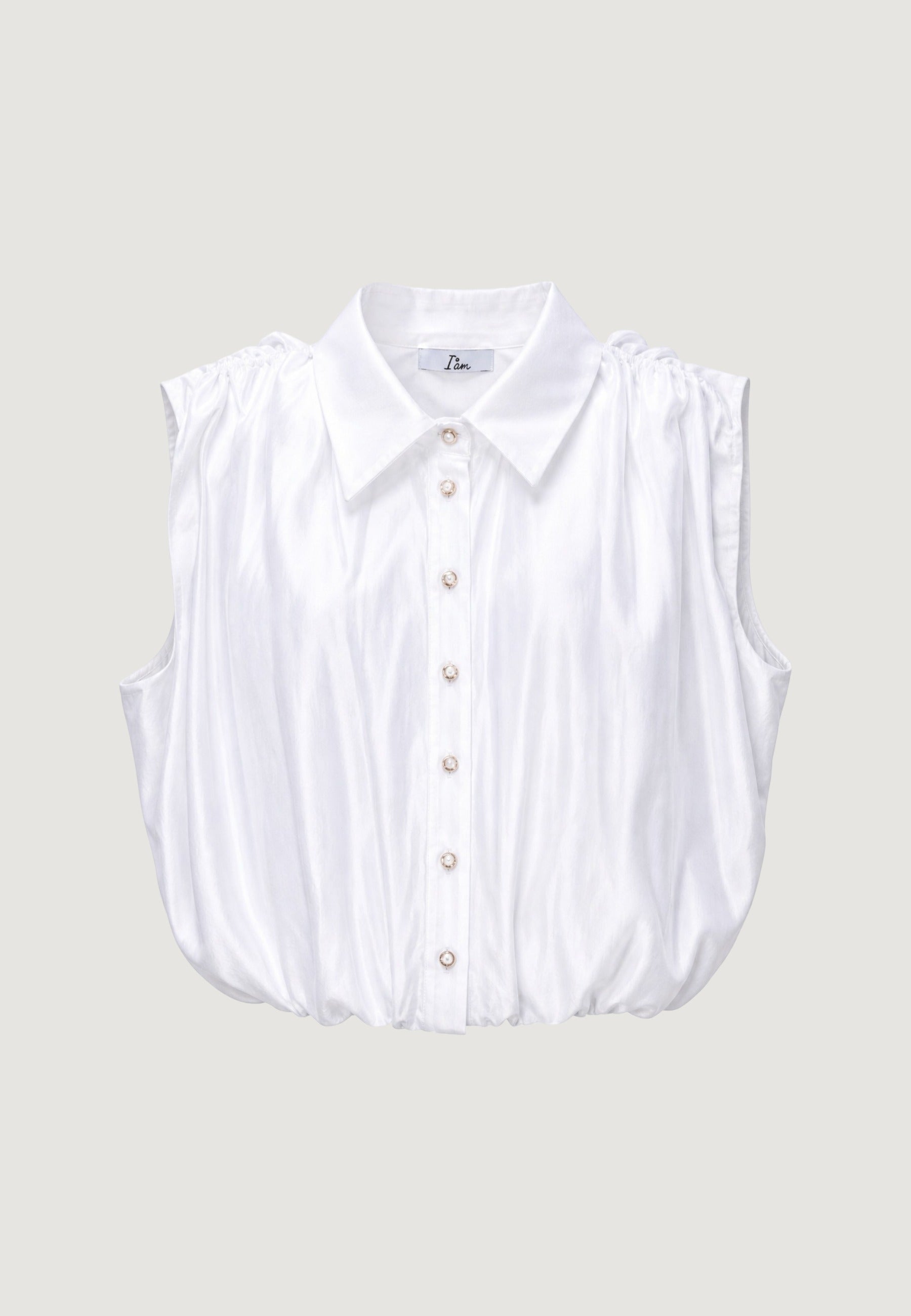 Top camicia crop tencel viole 26104-2 Bianco