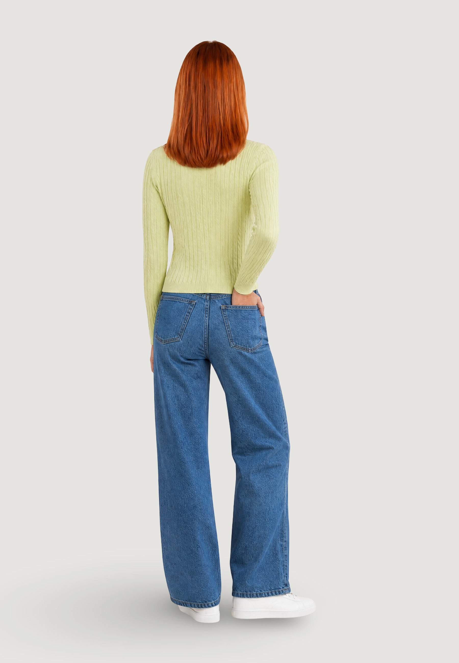 Maglione Girocollo giro treccia + ricamo fiore 26234 Giallo