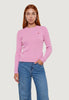 I Am Maglione Girocollo giro treccia + ricamo fiore 26234 Rosa